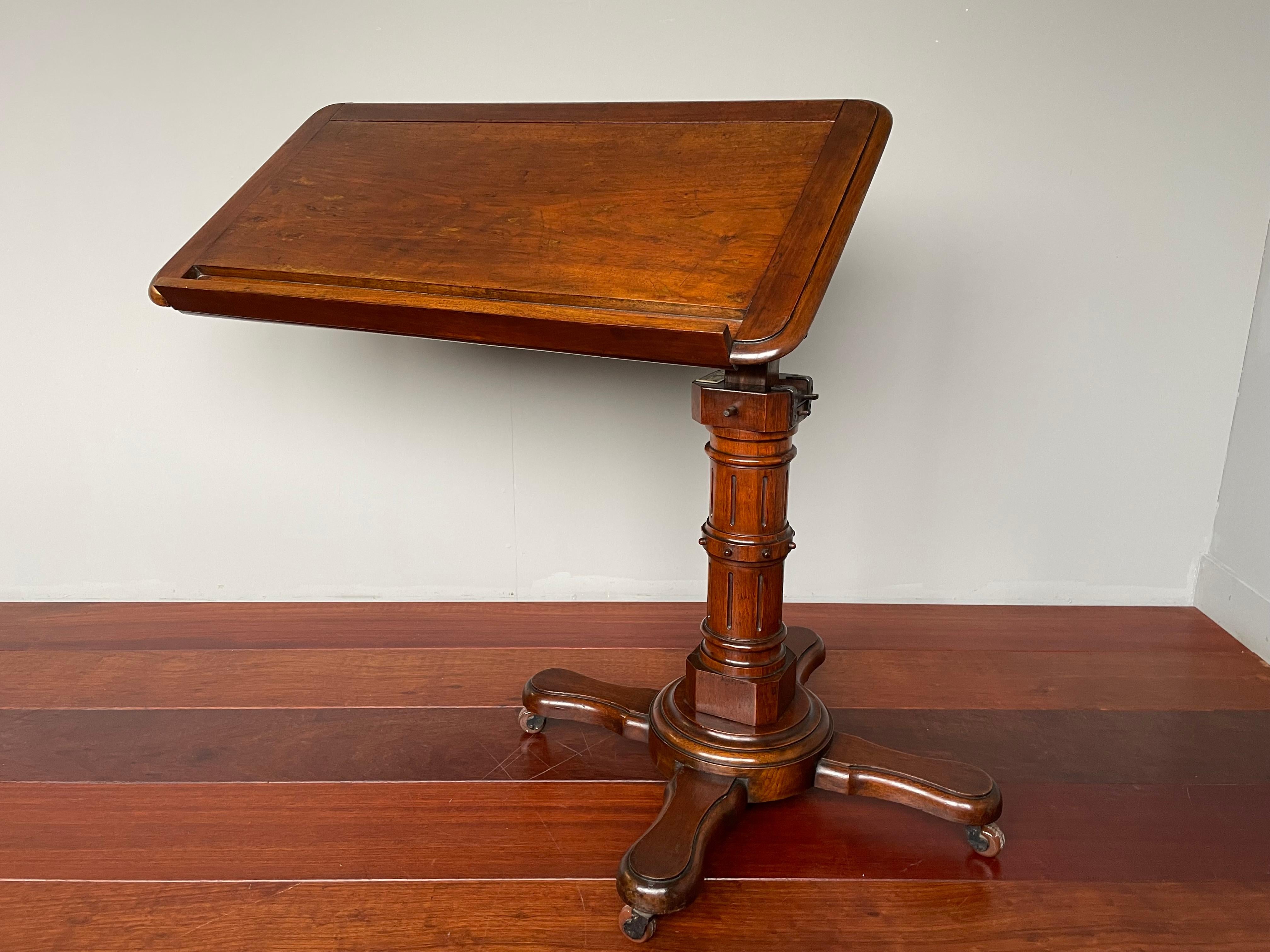 English Antique Adjustable Victorian Reading Table / Side Table / Lectern by John Carter