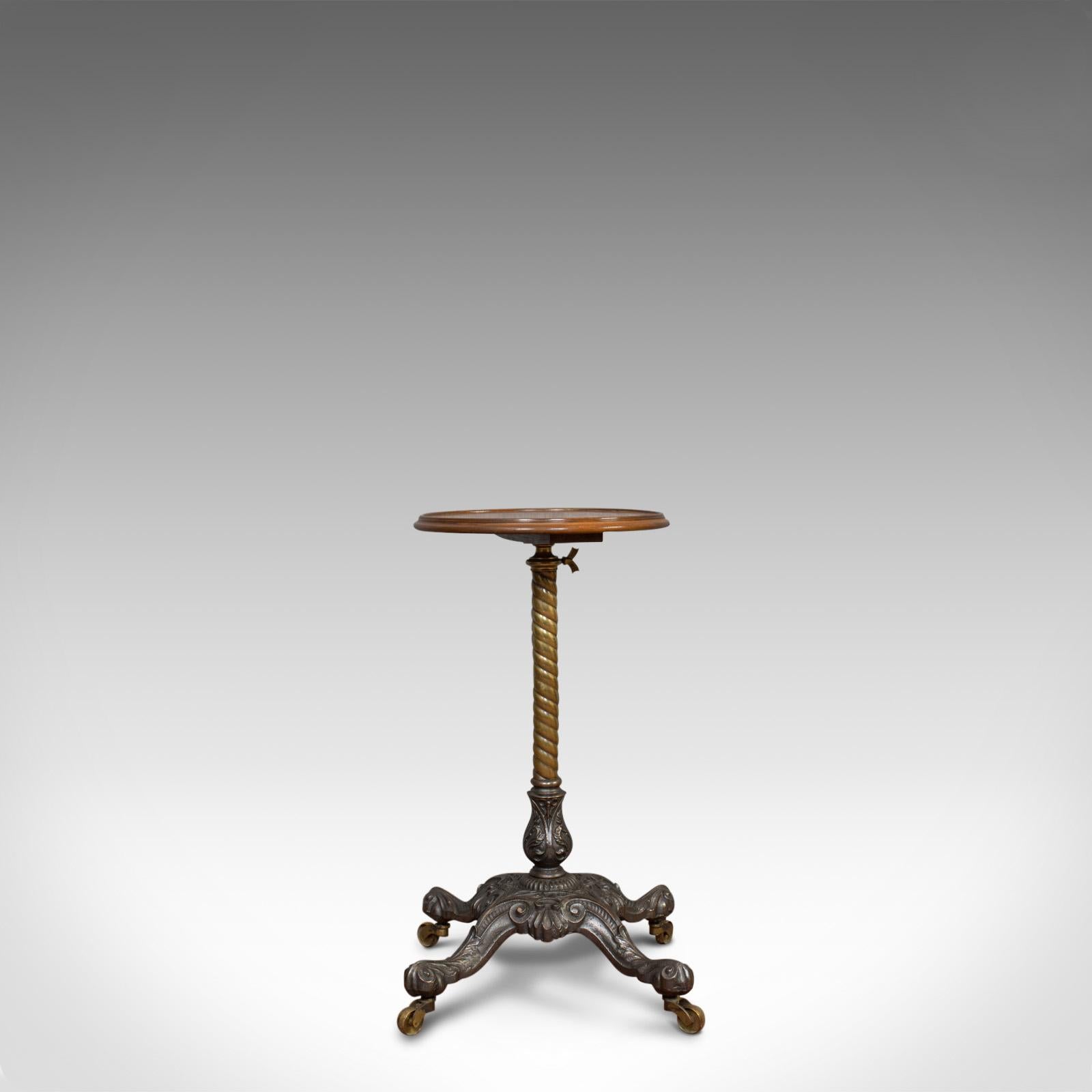 Victorian Antique Adjustable Wine Table, English, Mahogany, Cast Iron, Plant, Jardinière