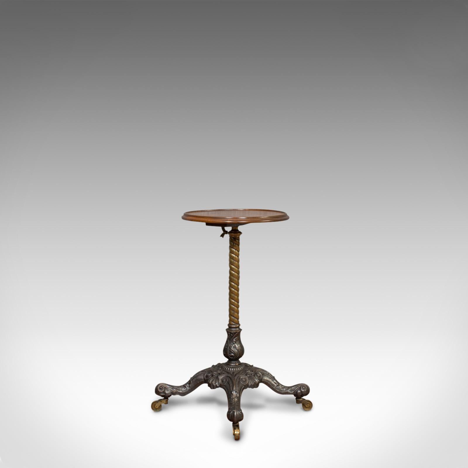 19th Century Antique Adjustable Wine Table, English, Mahogany, Cast Iron, Plant, Jardinière