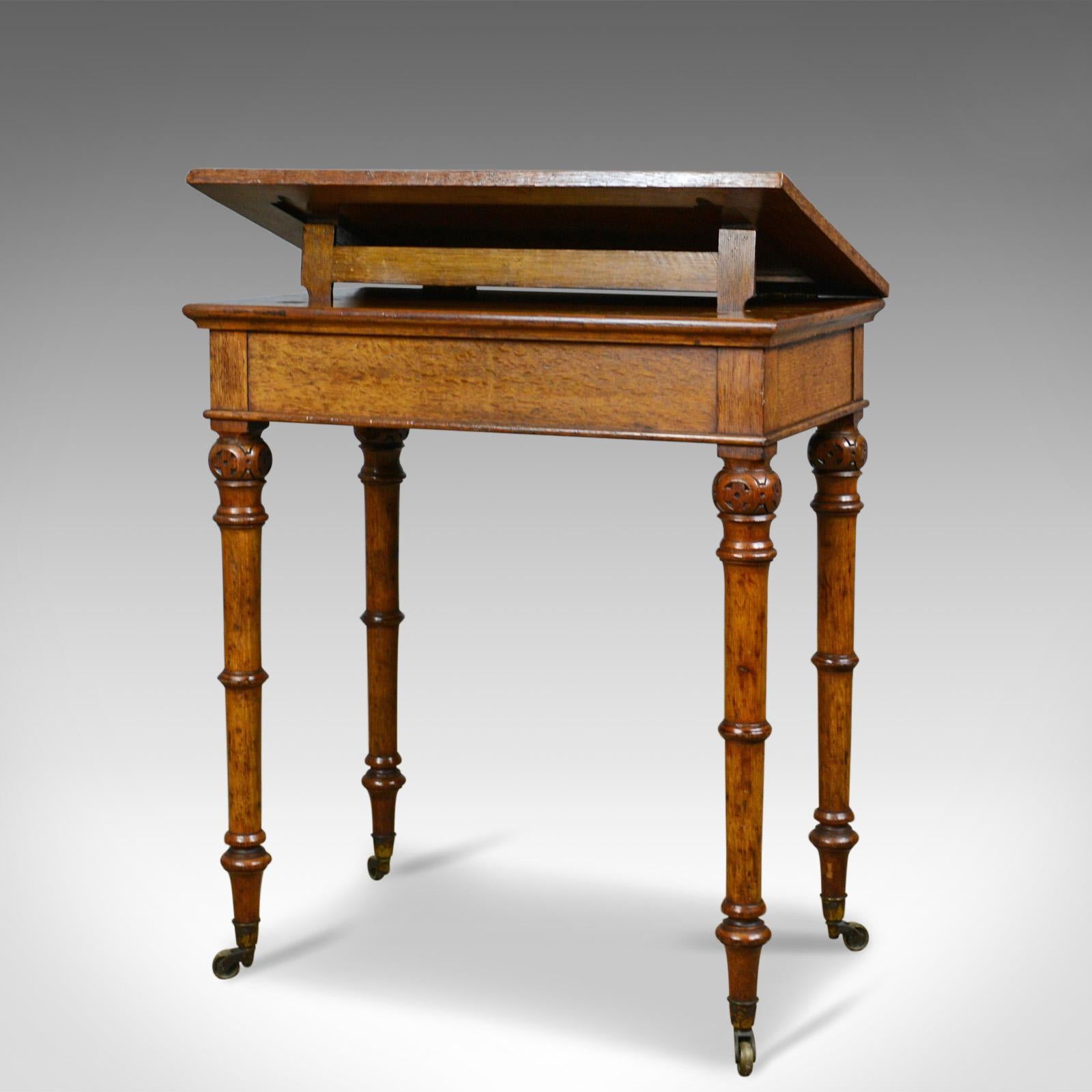 Antique, Adjustable Writing Table, English, Oak, Johnstone and Jeanes circa 1850 In Good Condition In Hele, Devon, GB