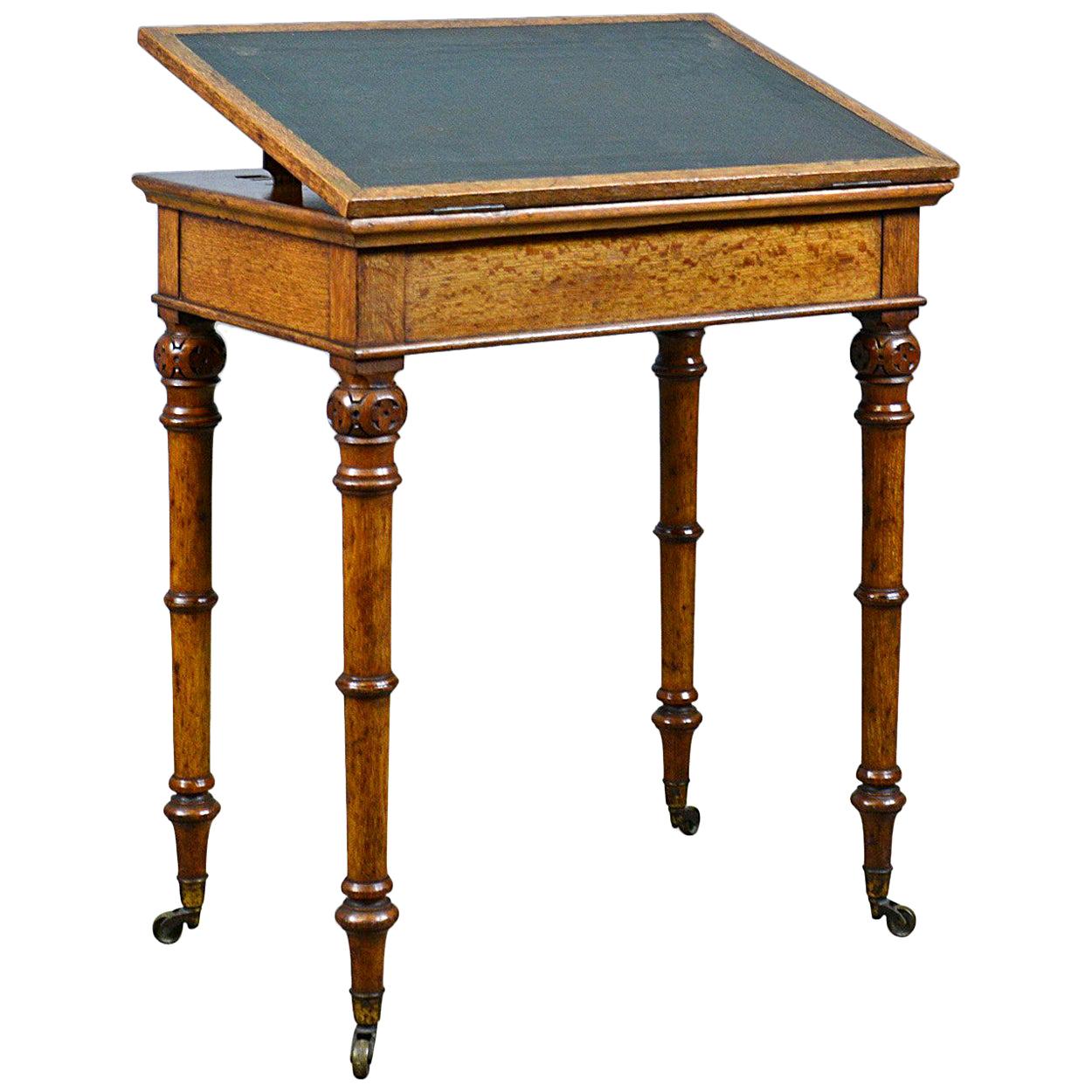 Antique, Adjustable Writing Table, English, Oak, Johnstone and Jeanes circa 1850