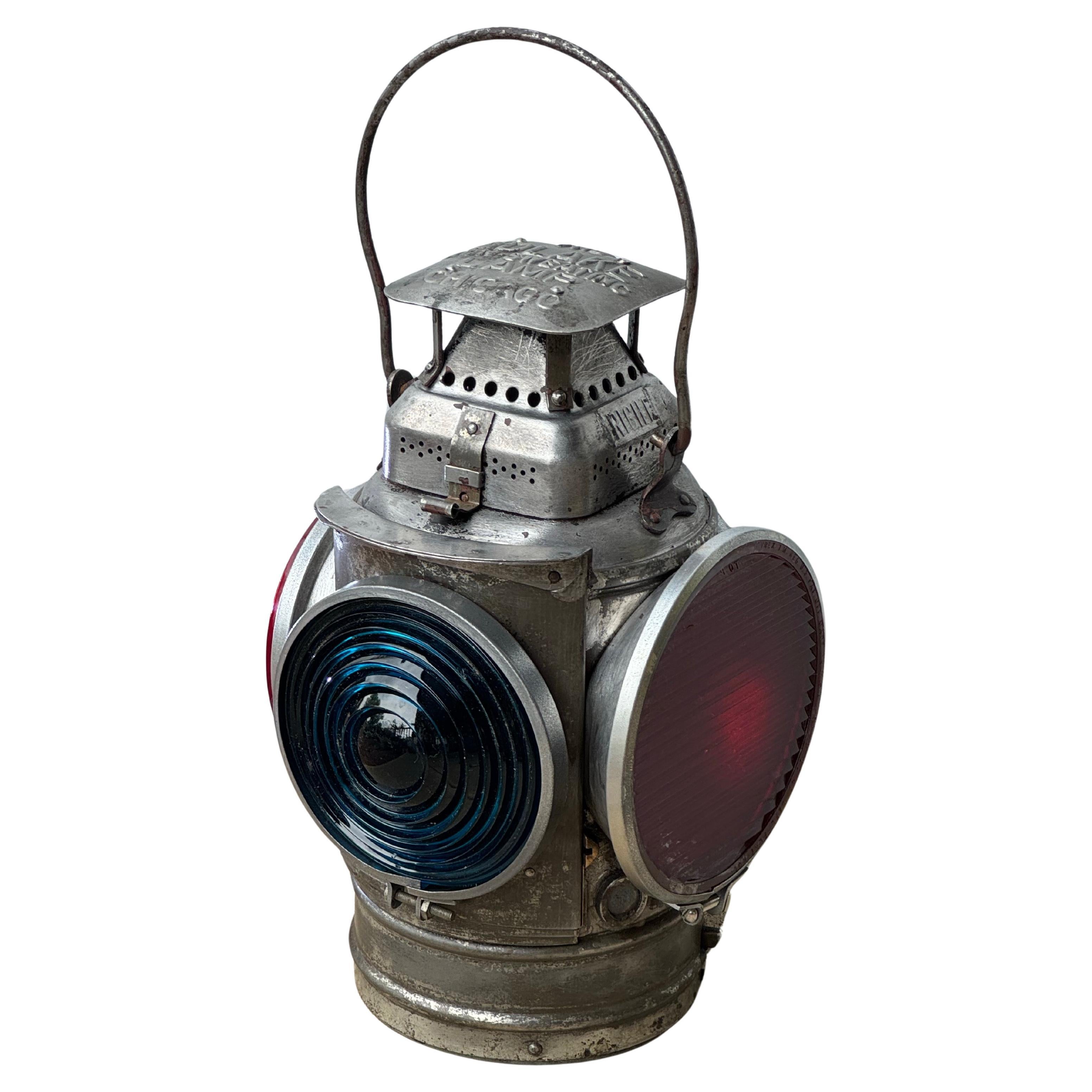 Antique Dietz Acme Large Inspector Lamp Two Railroad Lanterns New