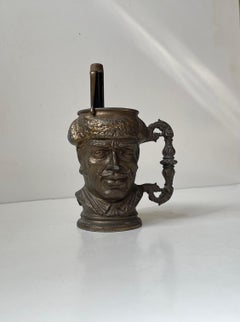 Antique Admiral Bust Pencil Holder in Patinated Metal