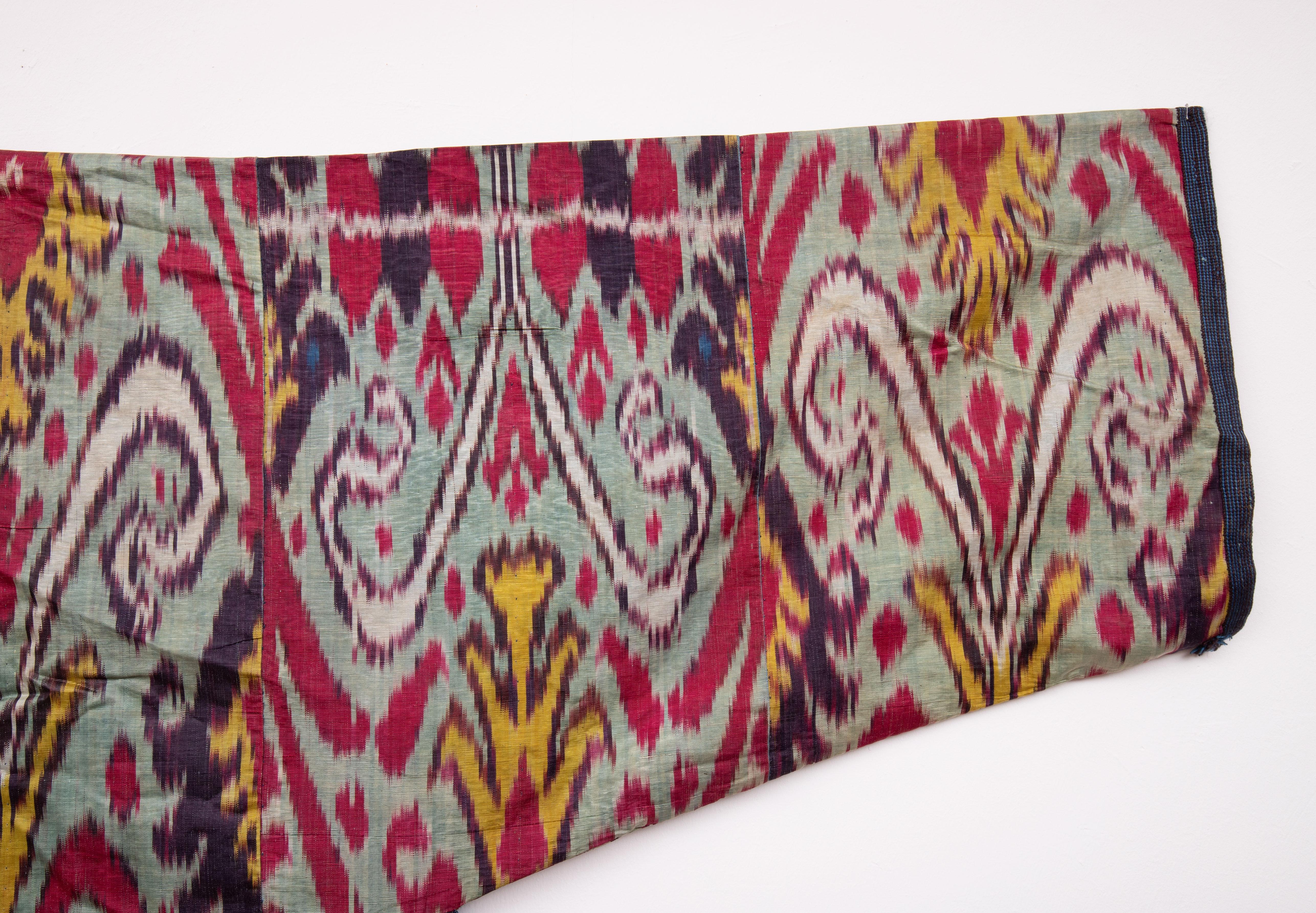 19th Century Antique 'adras' Ikat Chapan with a Rare Design, 19th C.