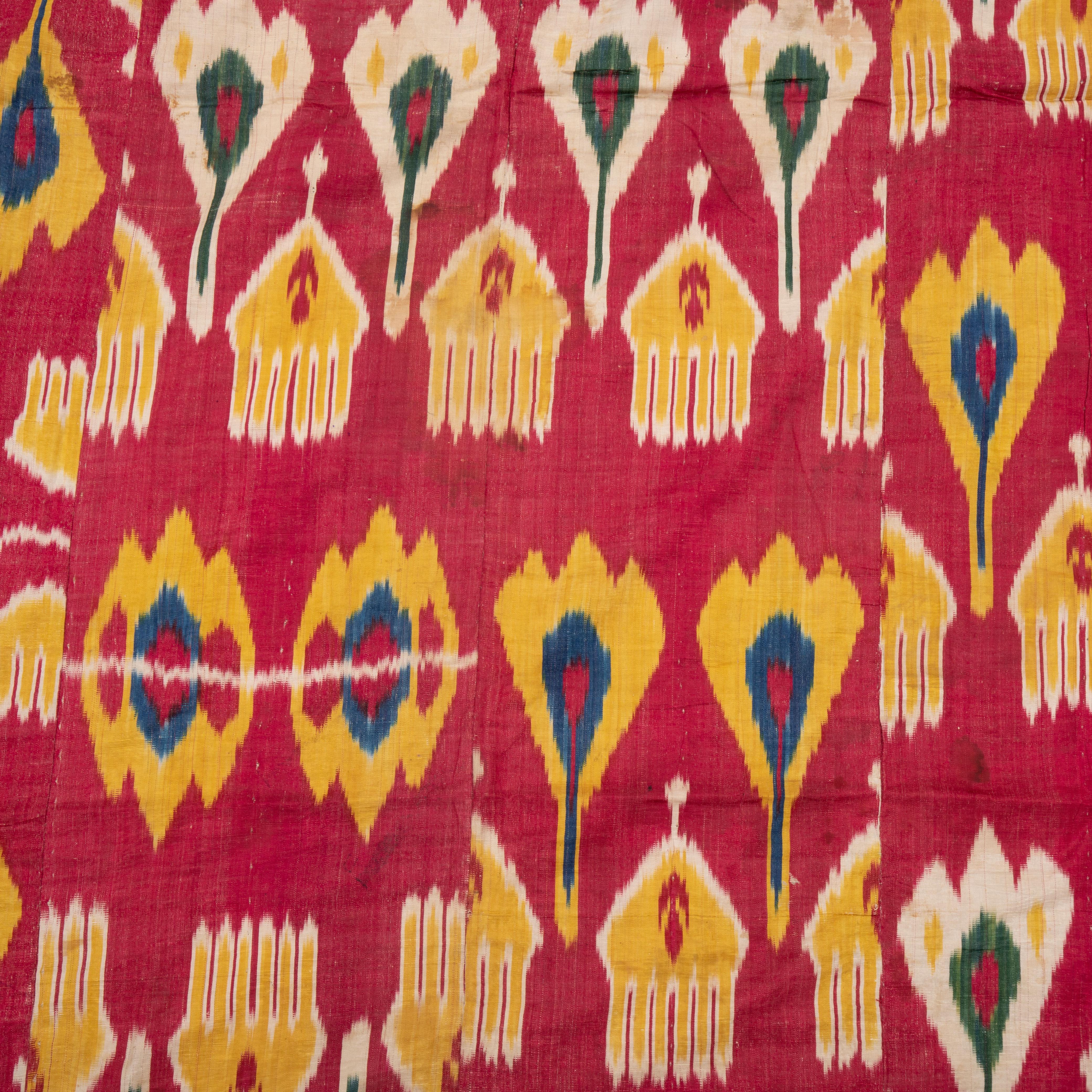 XIXe siècle Panneau Ikat ancien «adras », années 1870, Ouzbékistan en vente