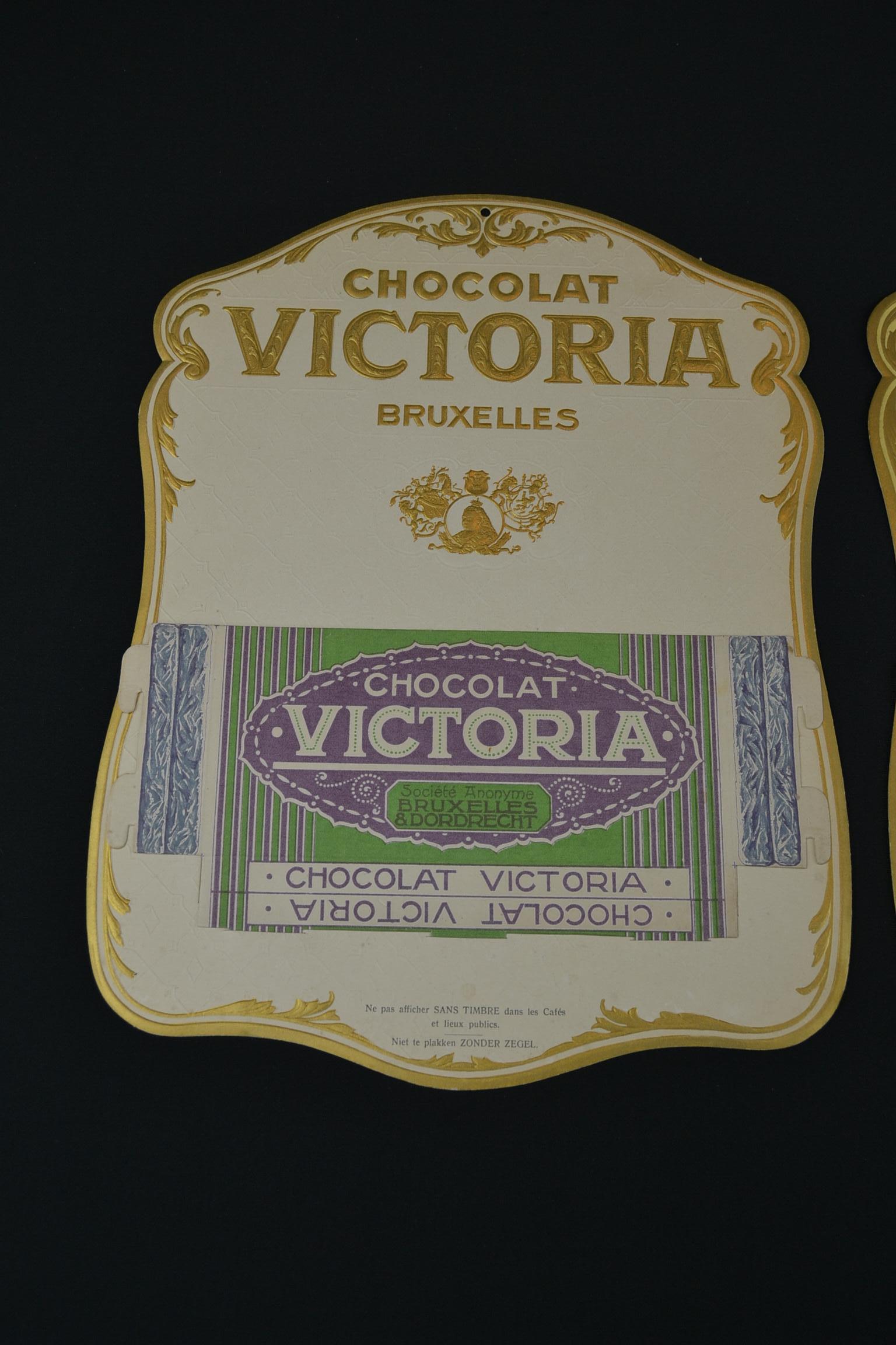 Belgian Antique Advertising Chocolat Victoria Brussels, Set of 3