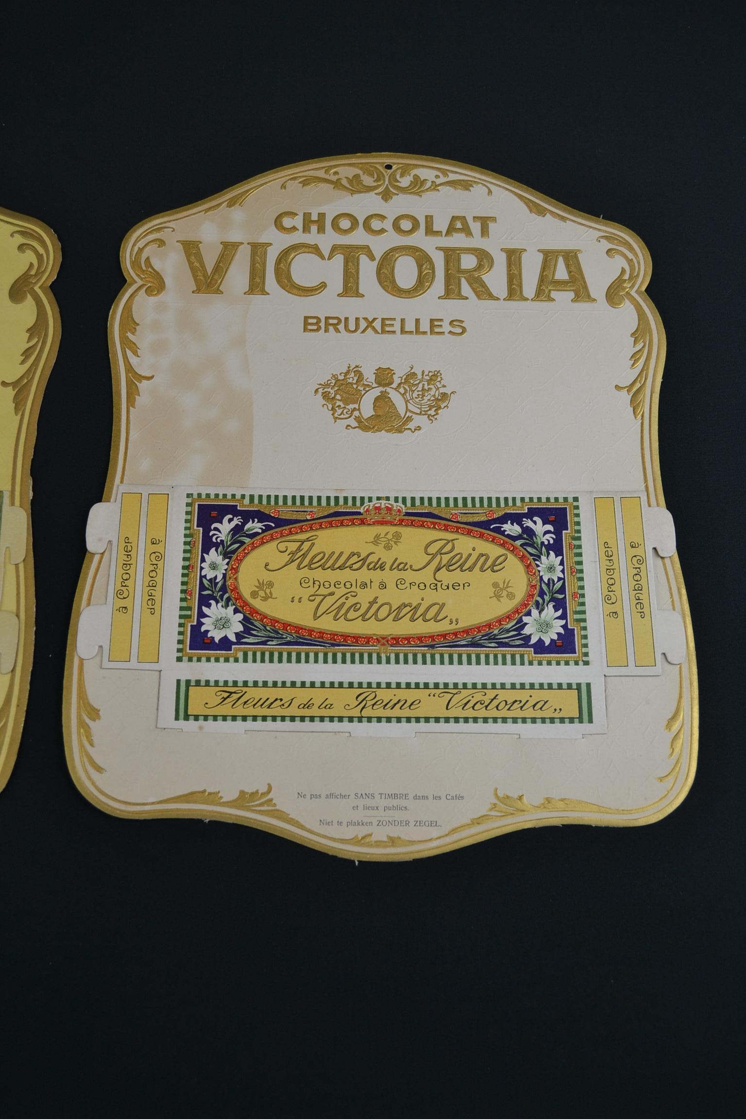 20th Century Antique Advertising Chocolat Victoria Brussels, Set of 3