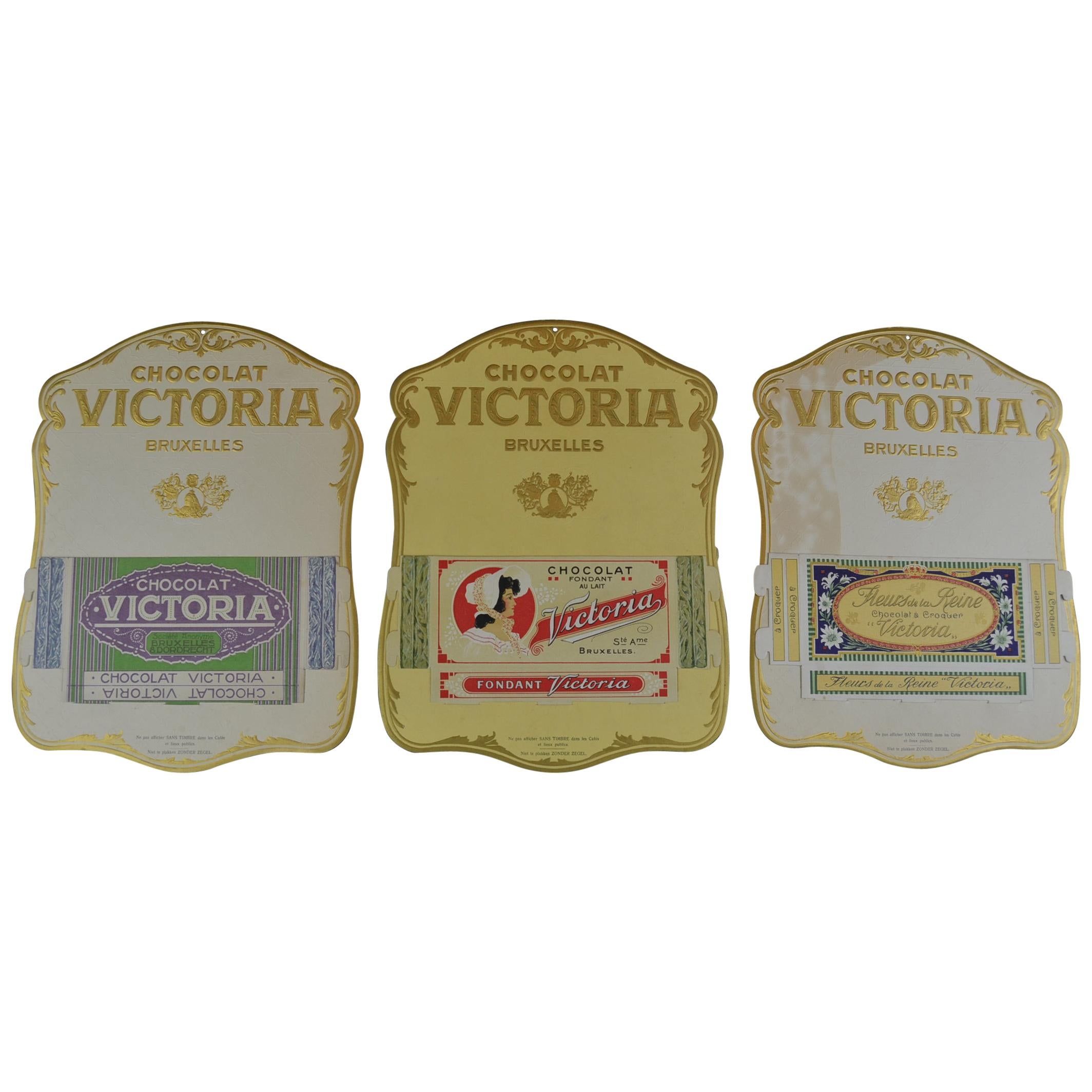 Antique Advertising Chocolat Victoria Brussels, Set of 3