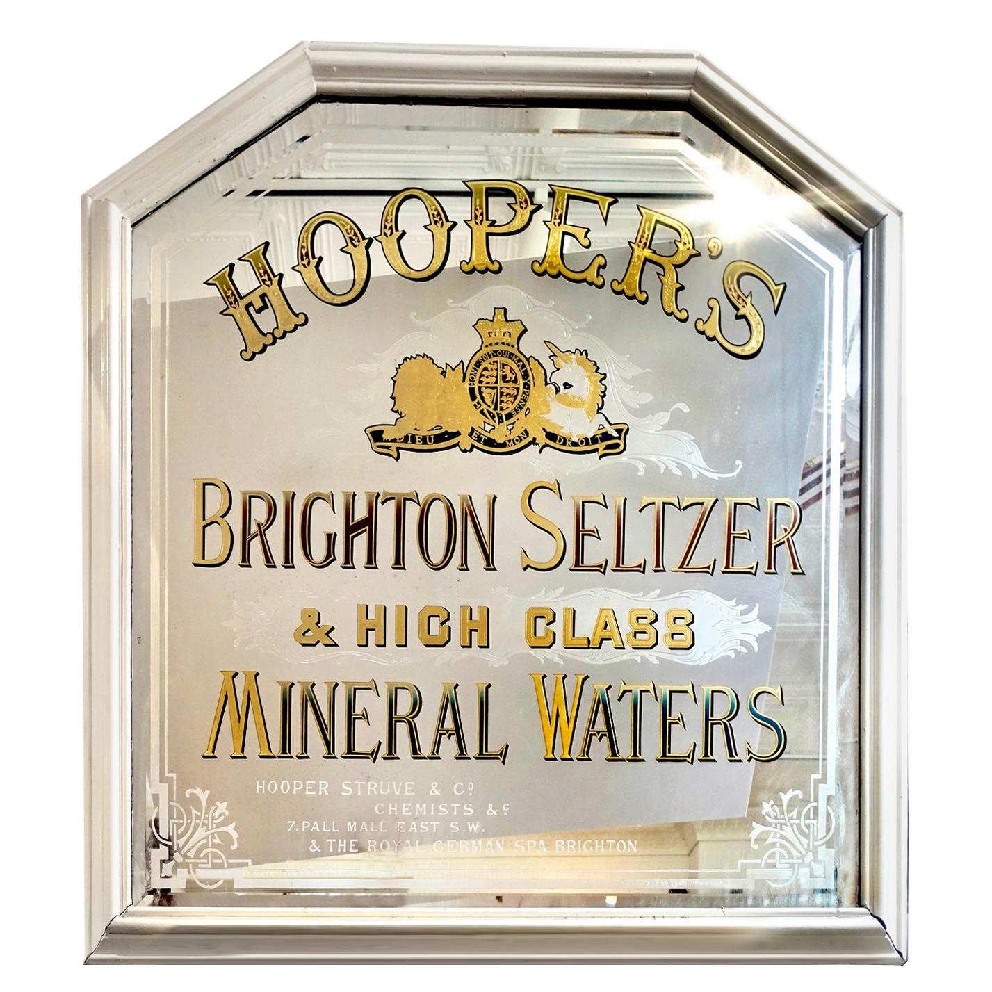 Antique Advertising Mirror Hoopers Brighton Seltzer 
