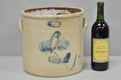 Antique A.E. Smith & Sons Cobalt Blue Painted Flower 3 Gallon Stoneware Crock