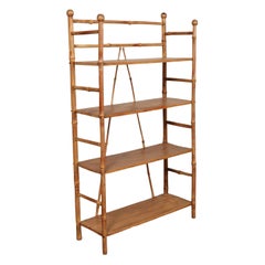 Antique Aesthestic Movement Bamboo Four Tier Curio Shelf / Etagere / Bookshelf
