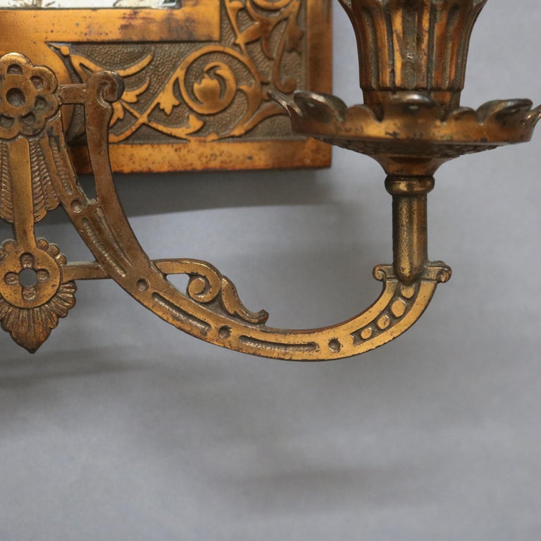 Antique Aesthetic Bronzed Metal, Jeweled and Mirrored Candle Wall