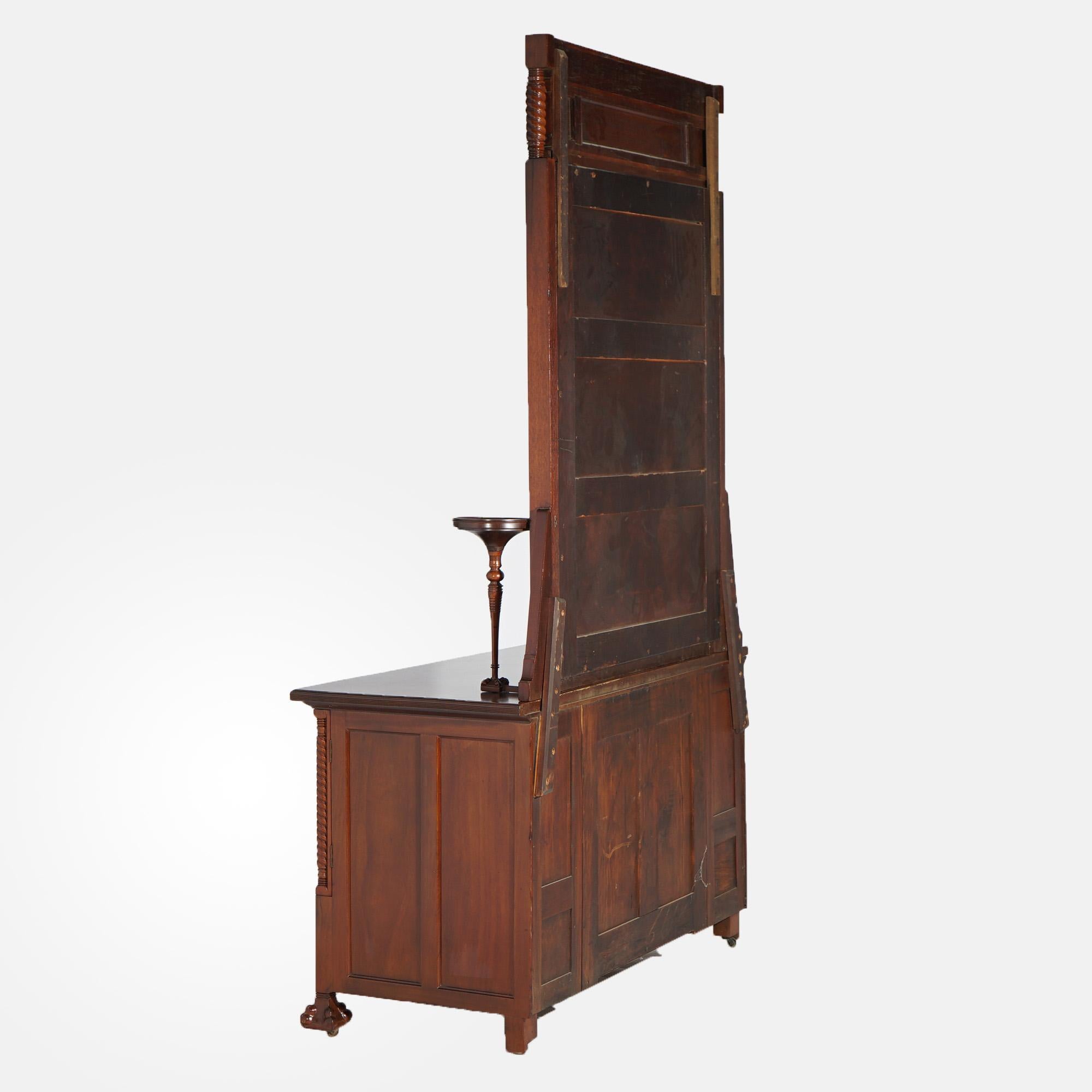 Antique Aesthetic Carved Mahogany Dresser with Mirror, circa 1890 12