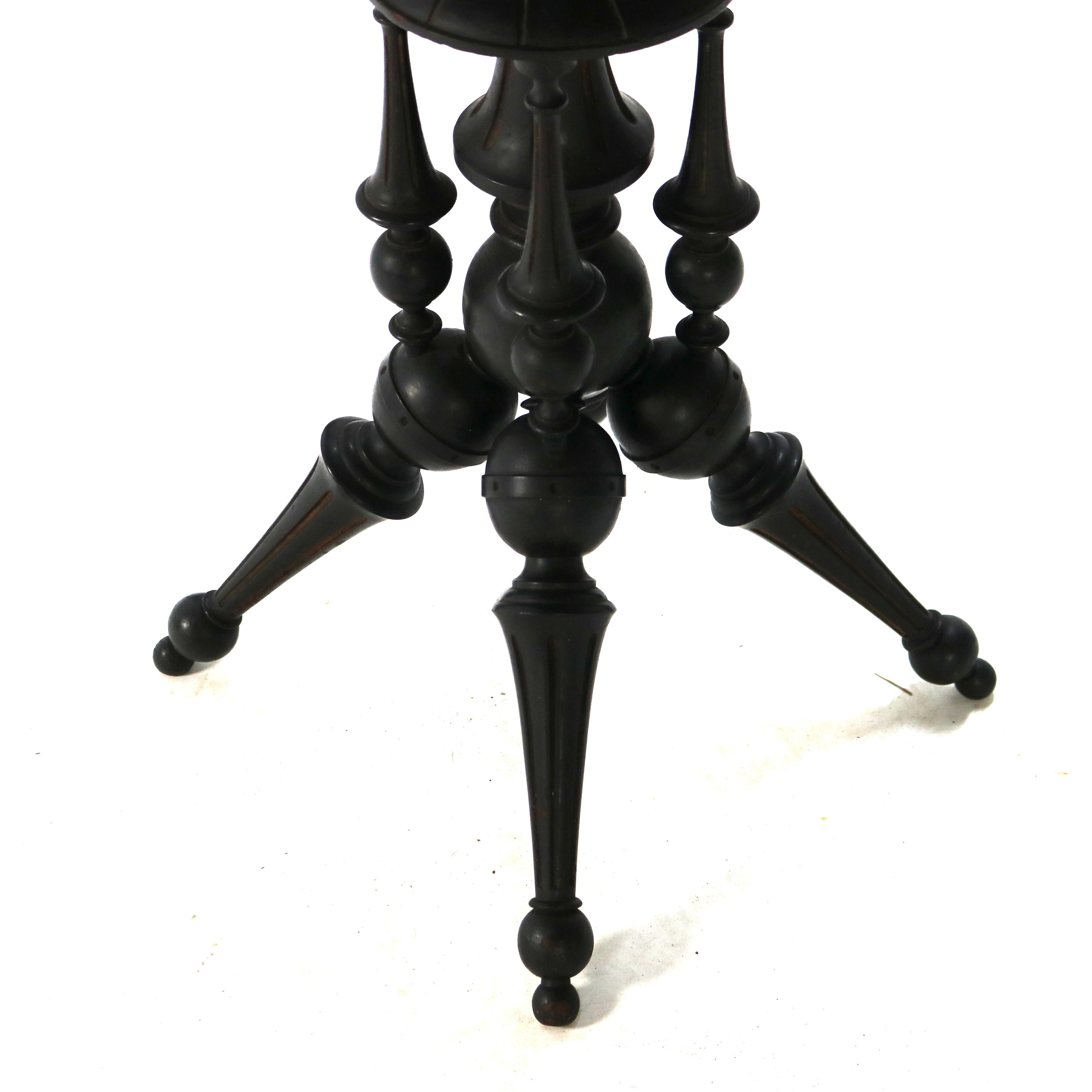 Antique Aesthetic Carved Parcel Gilt & Ebonized Fern Stand C1870 3