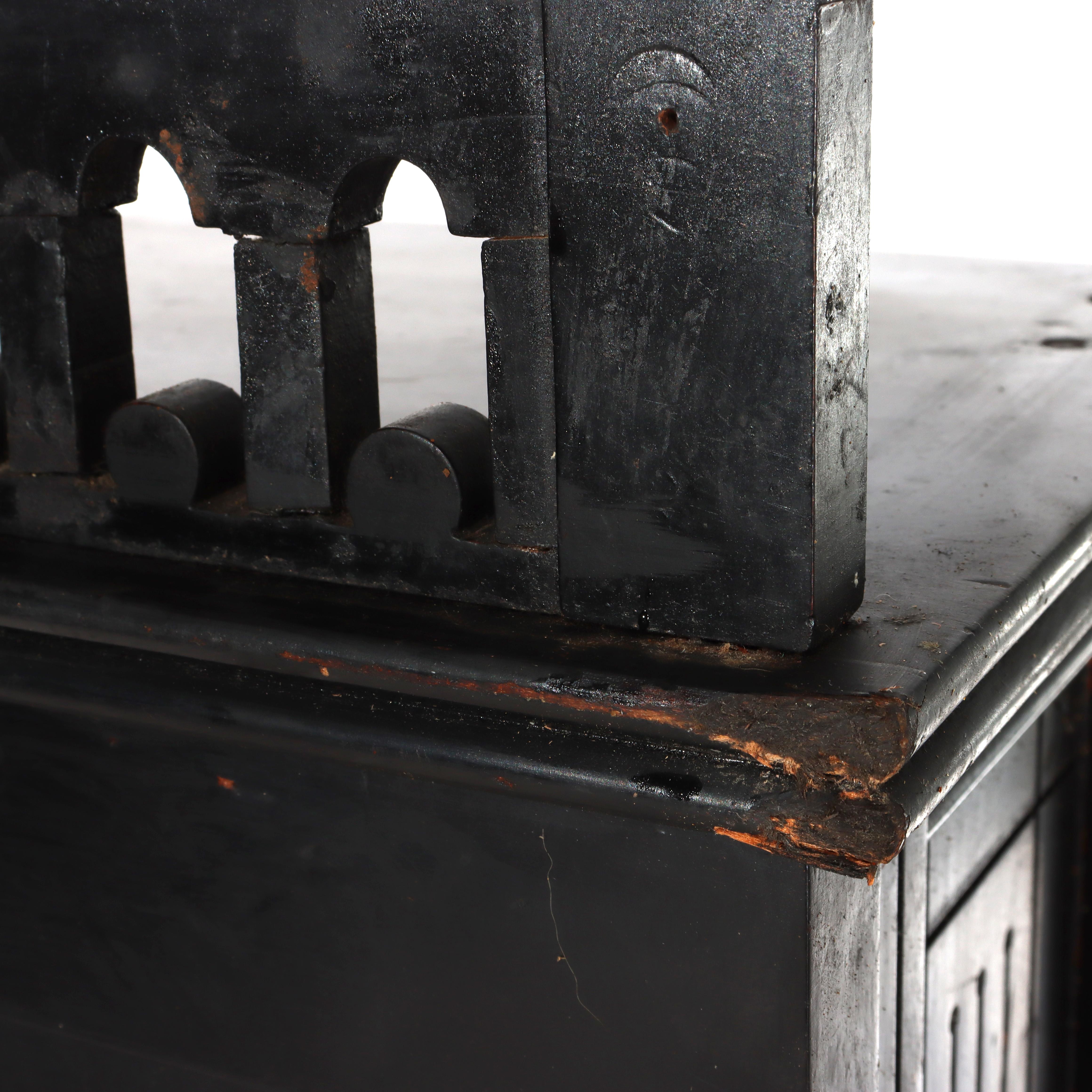 Antique Aesthetic Chip Carved Ebonized Cherry Lady’s Desk C1880 For Sale 8