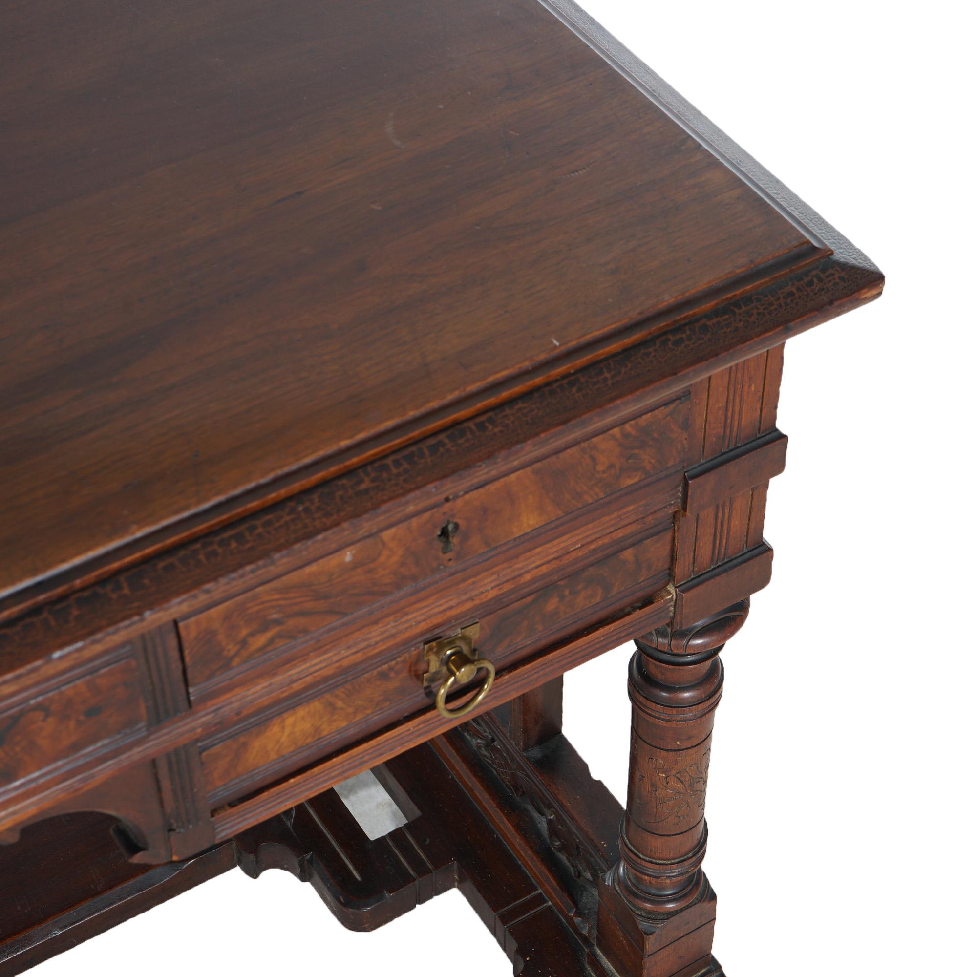 Antique Aesthetic Eastlake Carved Walnut Partners Desk Circa 1890 9
