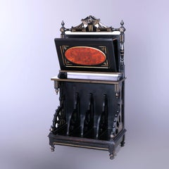 Antique Aesthetic Ebonized & Burl Incised & Gilt Walnut Music Stand, c1870