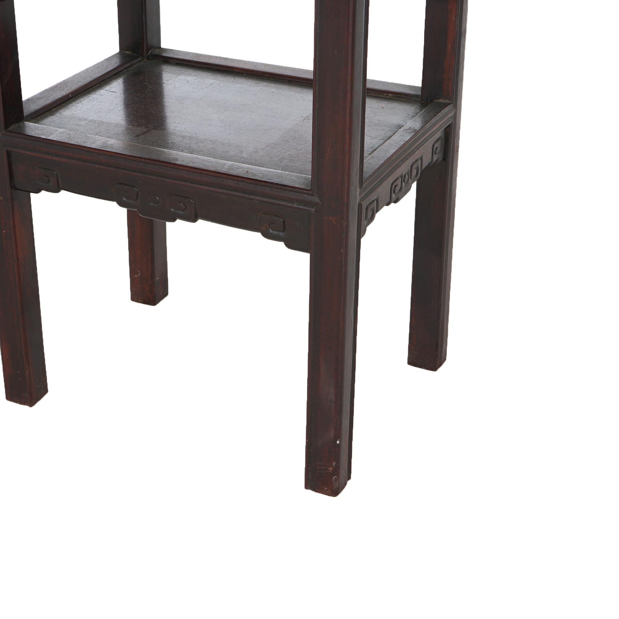 Aesthetic Movement Antique Aesthetic Foliate Carved Rosewood & Rouge Marble Side Table C1910 For Sale