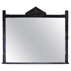 Antique Aesthetic Large Ebonised Wall Overmantle Mirror