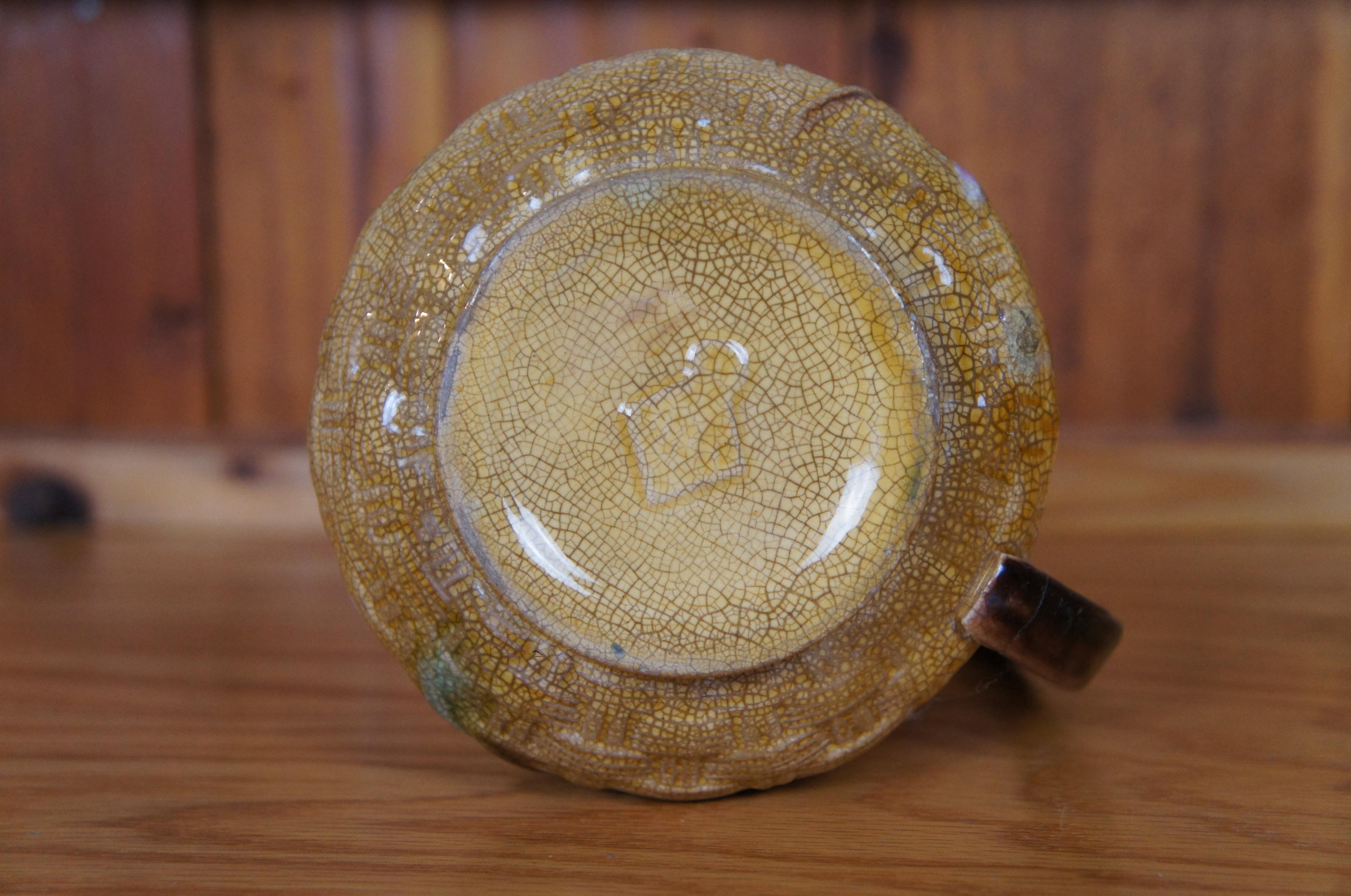 Antique Aesthetic Majolica Banks & Thorley Bamboo Basketweave Pitcher Jug 7
