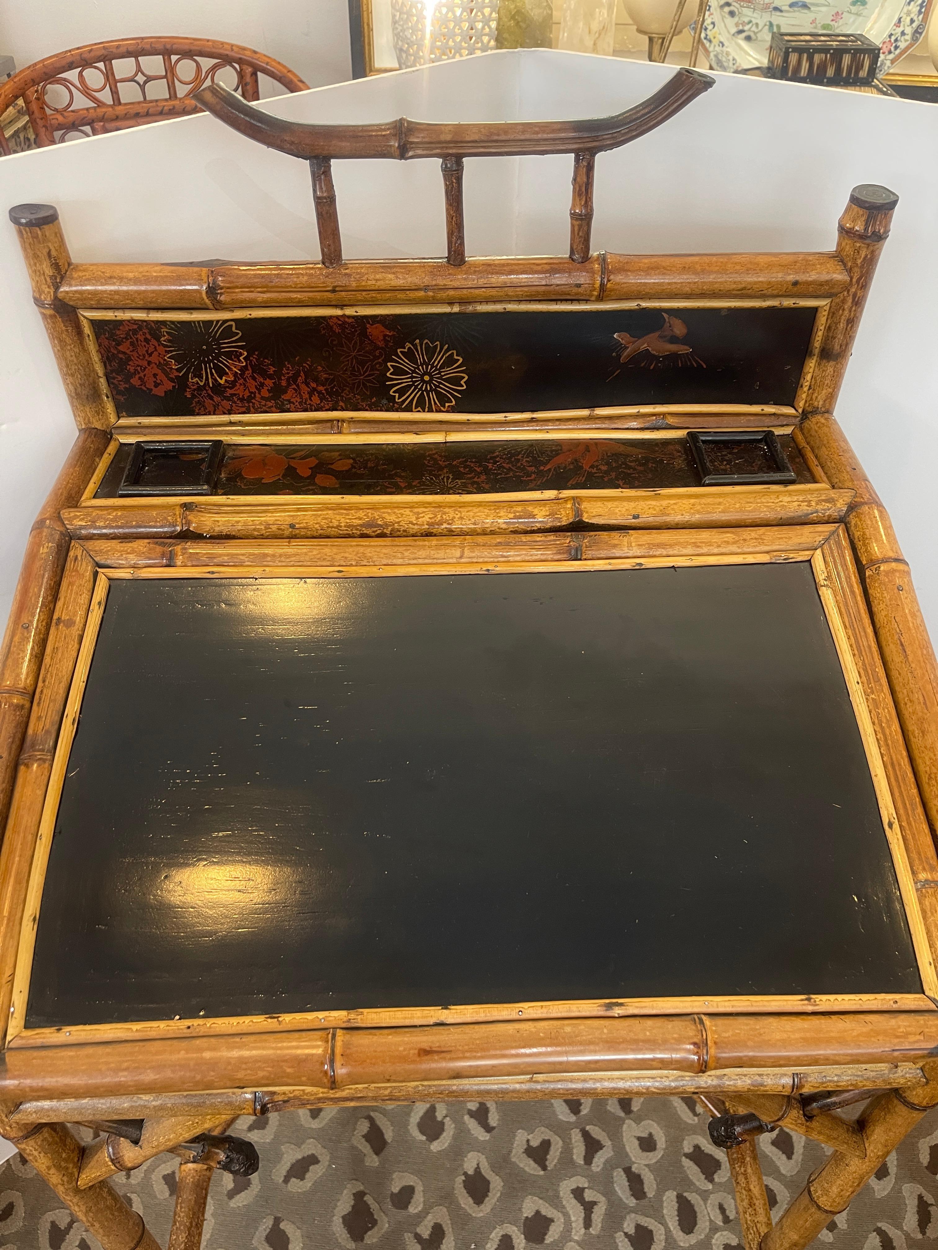 Antique Aesthetic Mouvement  Bamboo Slant Desk, 1880-1910 (Bambus) im Angebot