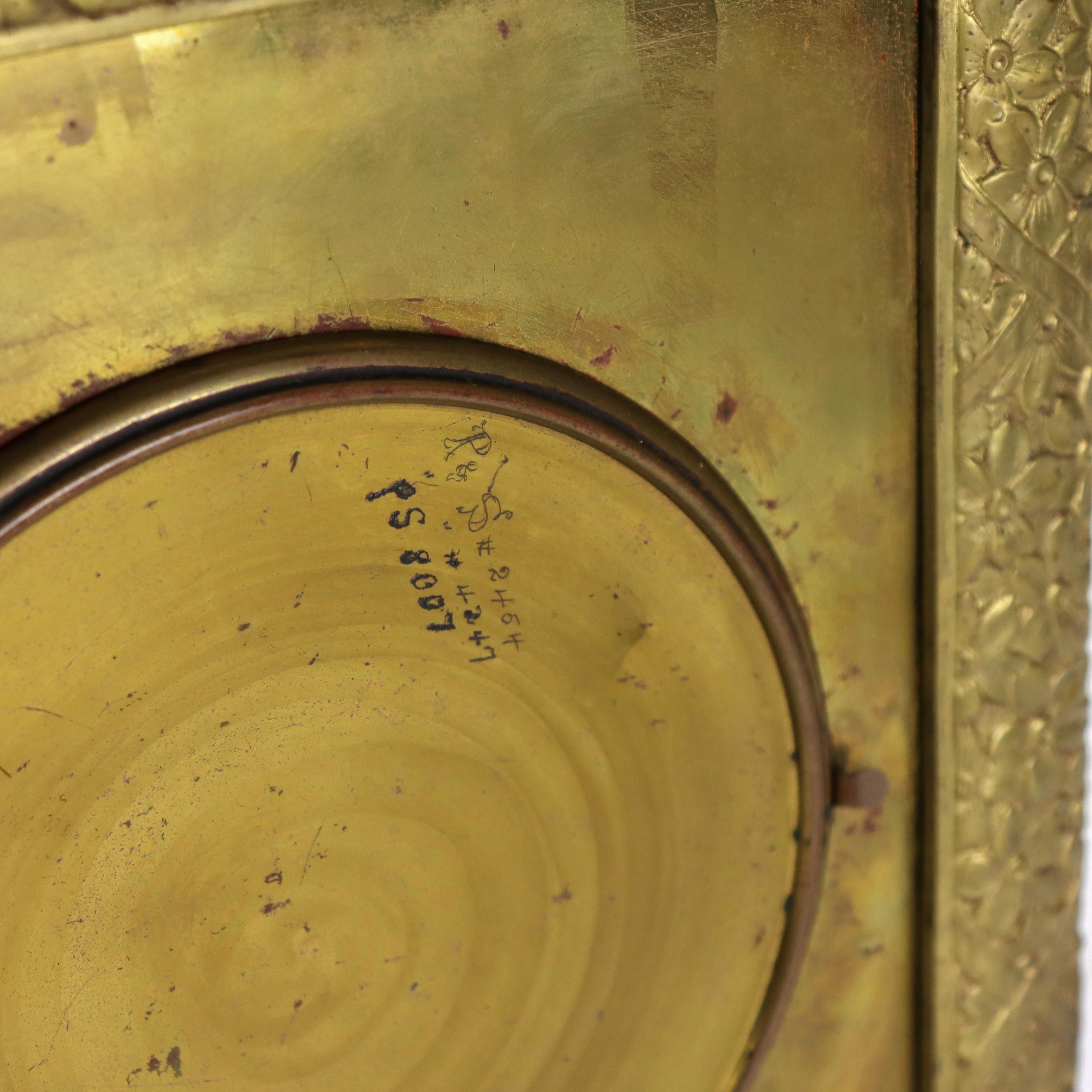 Antique Aesthetic Movement Bronze & Copper Figural & Floral Mantle Clock c1880 For Sale 3