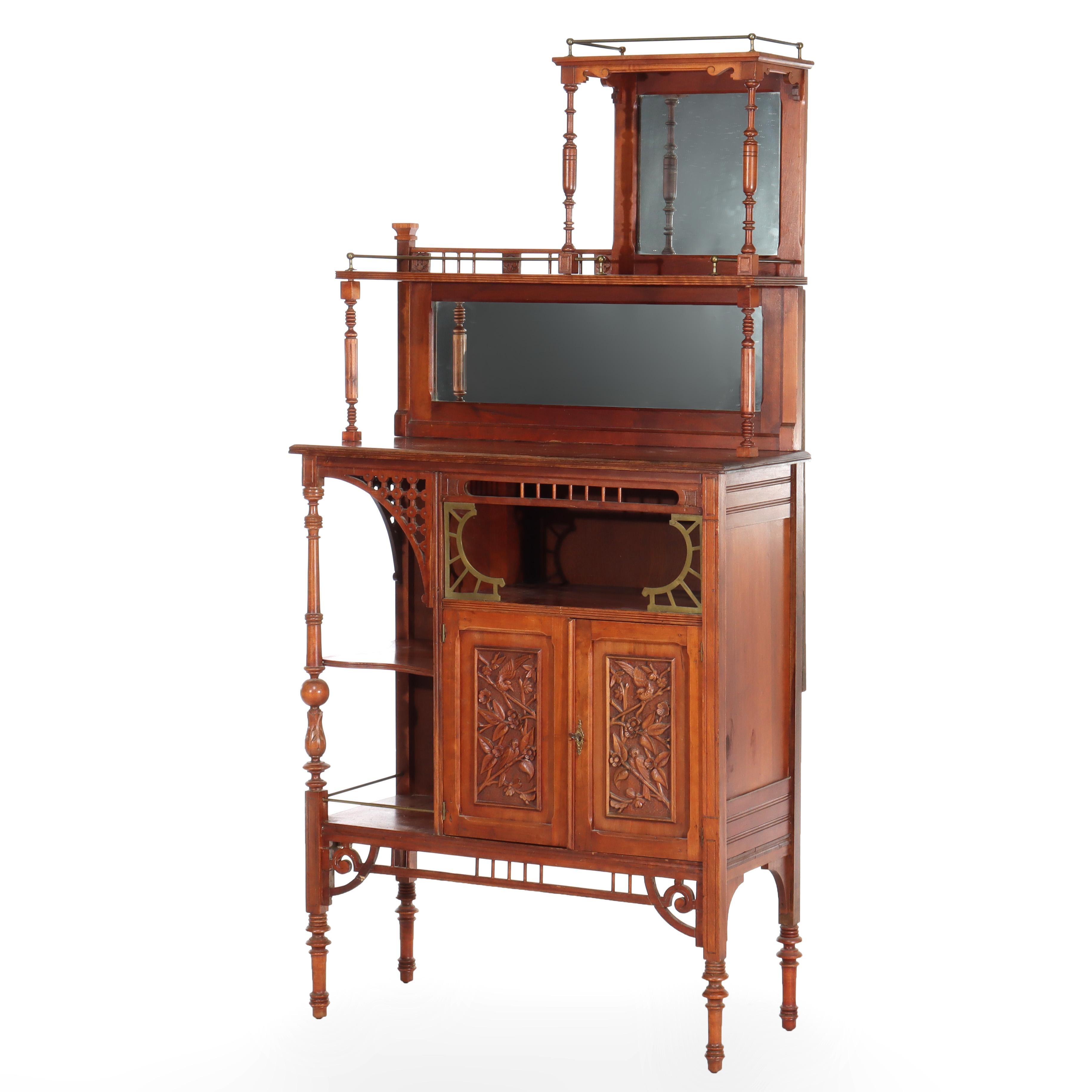 Antike Aesthetic Movement geschnitzt Kirsche Etagere unsigned C1880 im Angebot 7