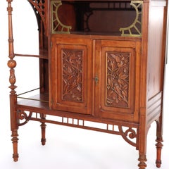 Antique Aesthetic Movement Carved Cherry Etagere Unsigned C1880