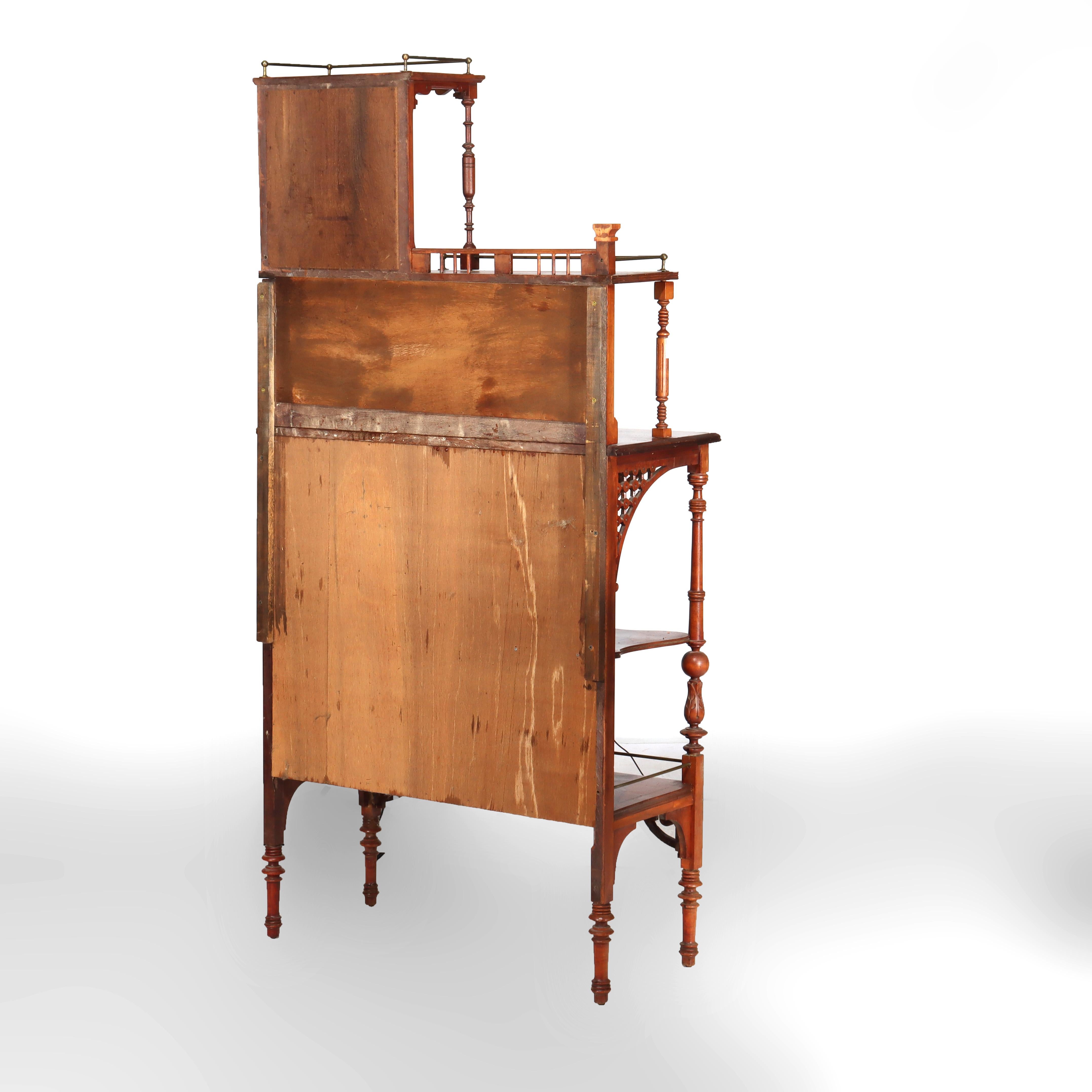 Antike Aesthetic Movement geschnitzt Kirsche Etagere unsigned C1880 im Angebot 1