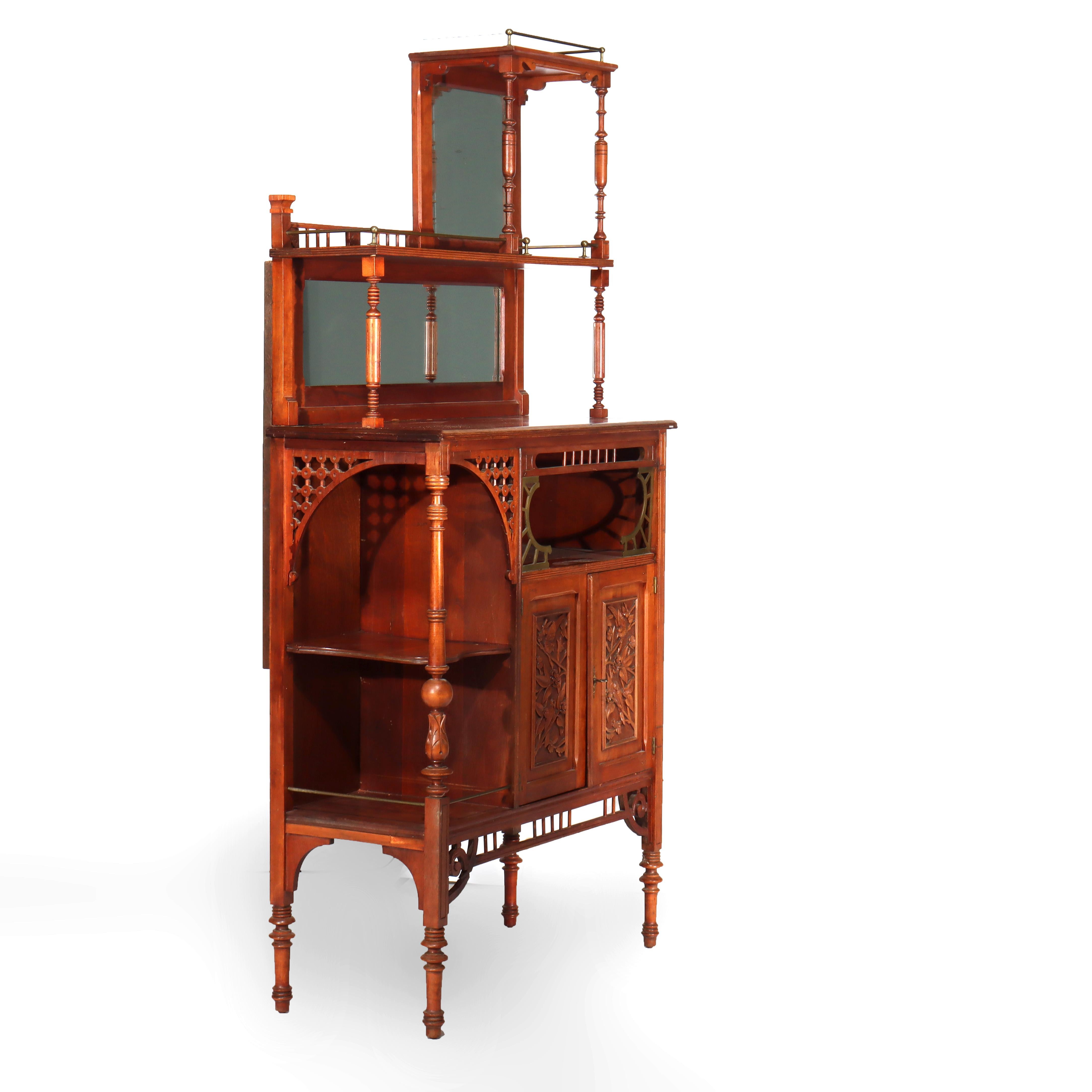 Antike Aesthetic Movement geschnitzt Kirsche Etagere unsigned C1880 im Angebot 2