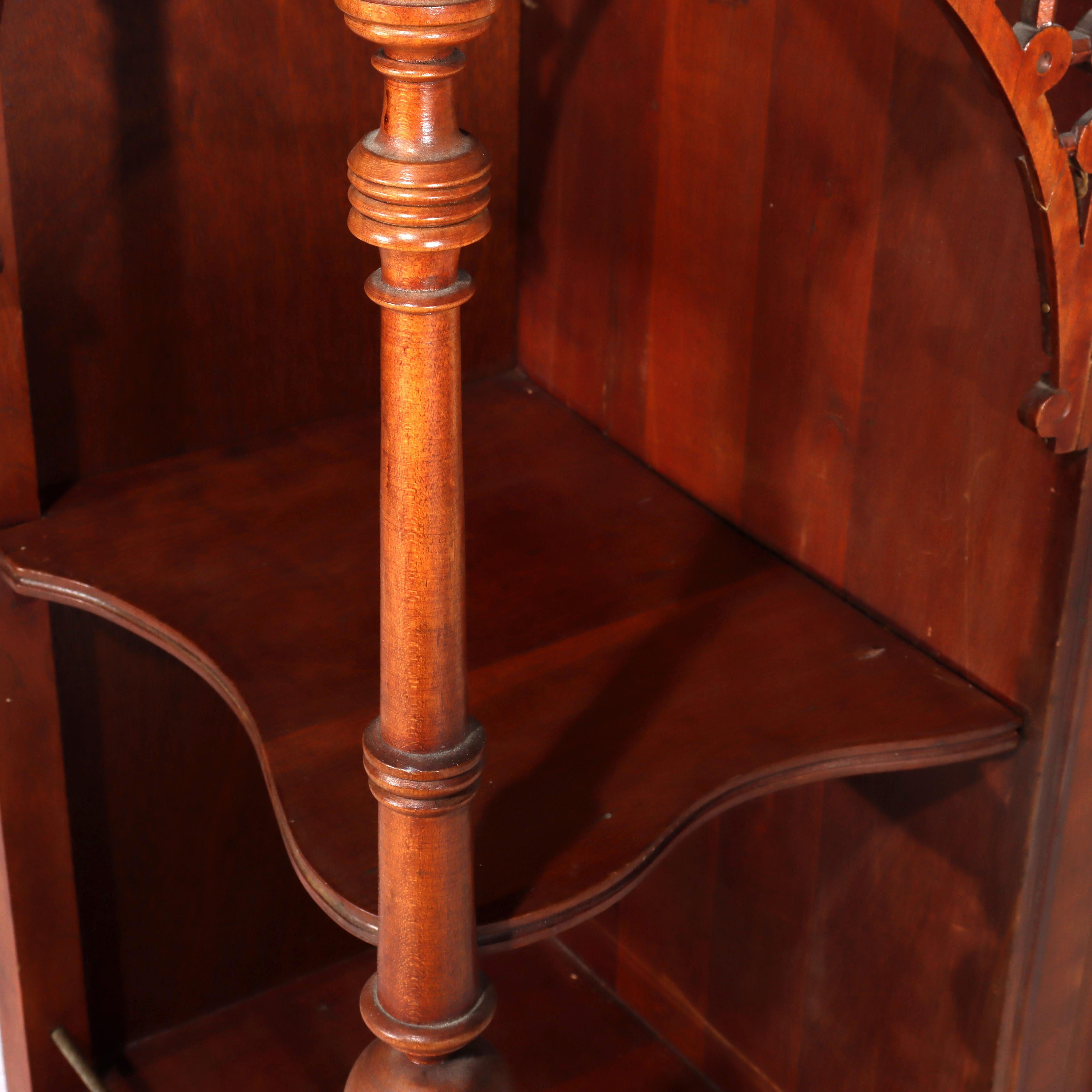 Antike Aesthetic Movement geschnitzt Kirsche Etagere unsigned C1880 im Angebot 3