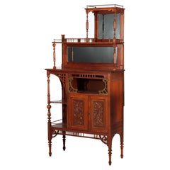 Antique Aesthetic Movement Carved Cherry Etagere Unsigned C1880