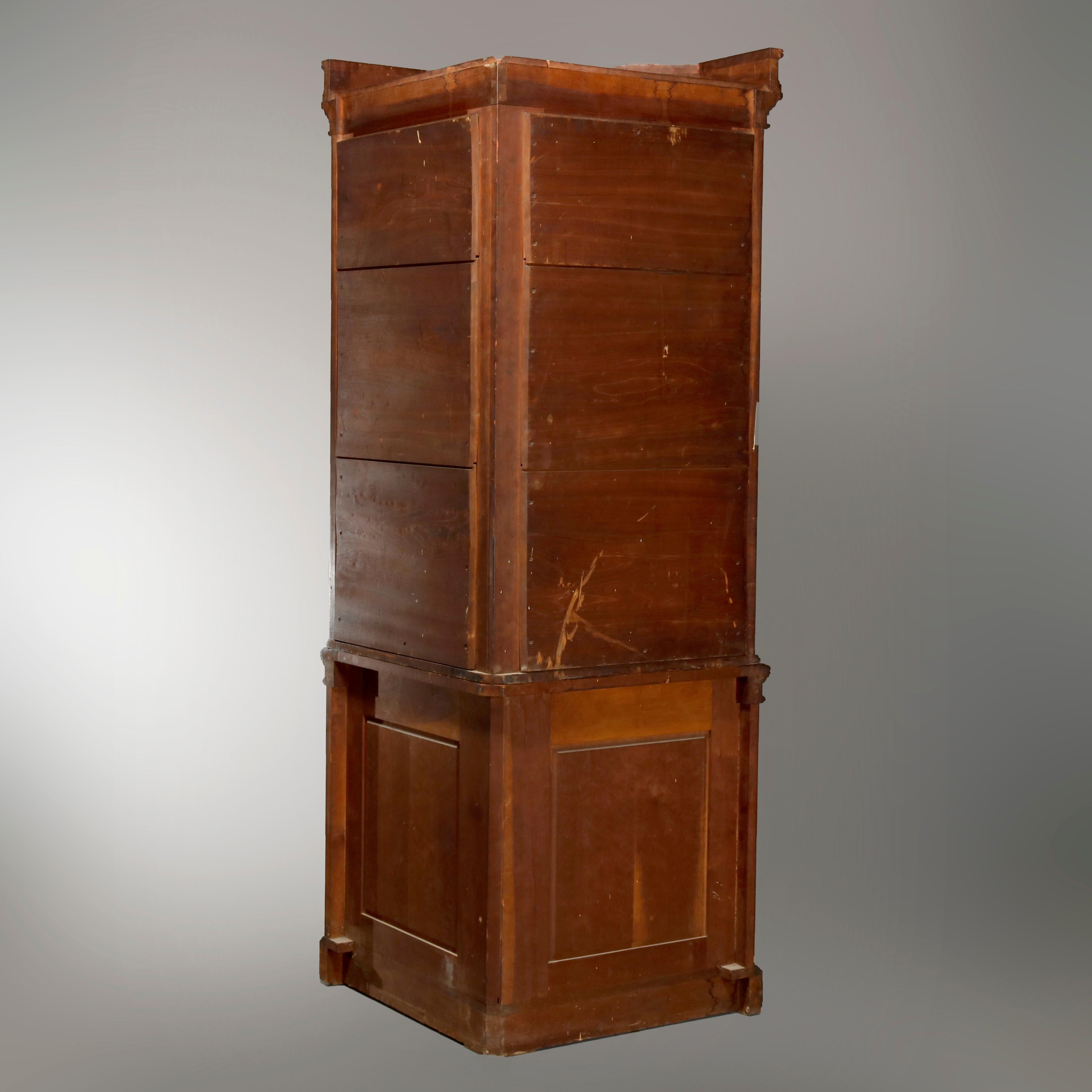 Antique Aesthetic Movement Carved Cherry Faceted & Mirrored Corner Cabinet c1890 For Sale 7