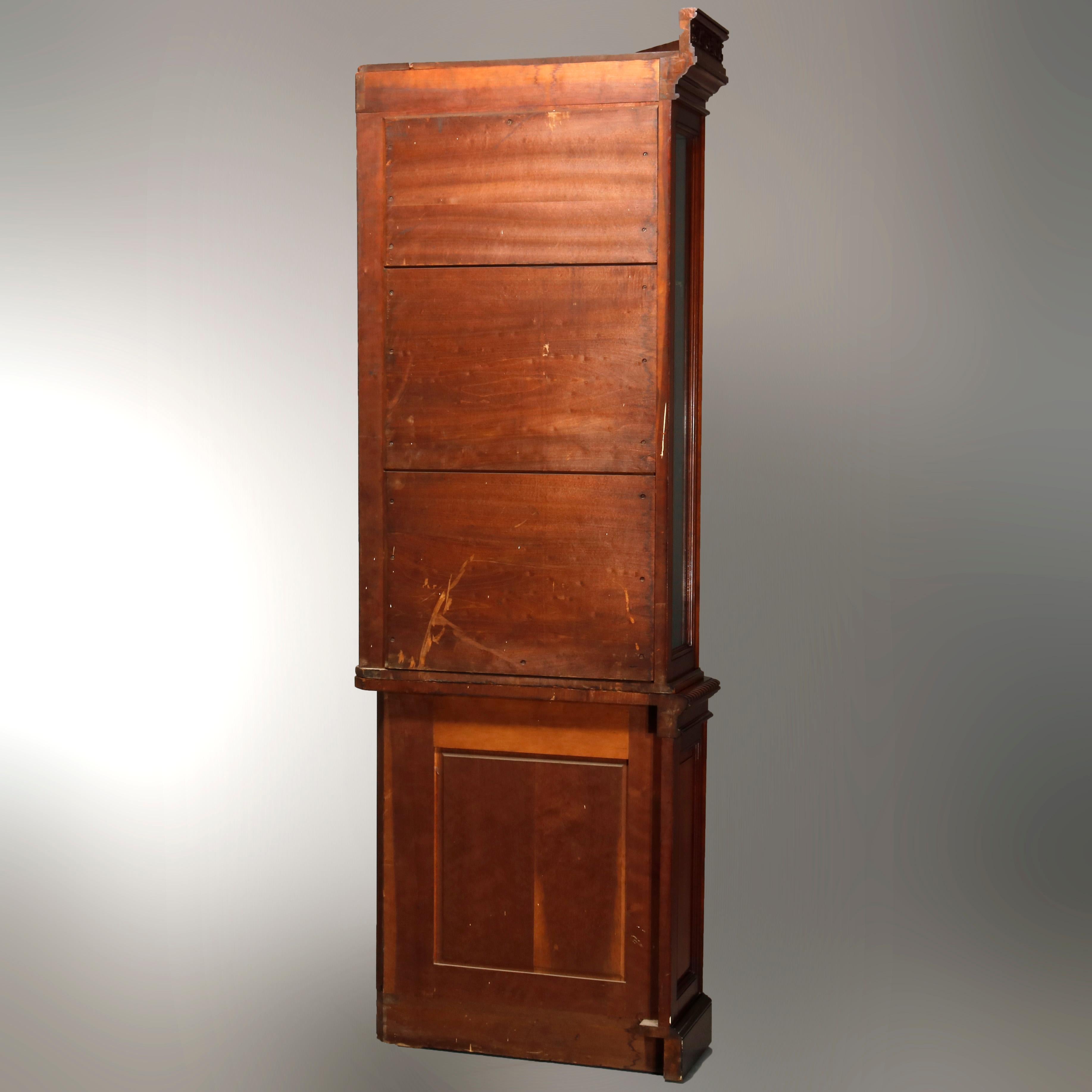 Antique Aesthetic Movement Carved Cherry Faceted & Mirrored Corner Cabinet c1890 For Sale 8