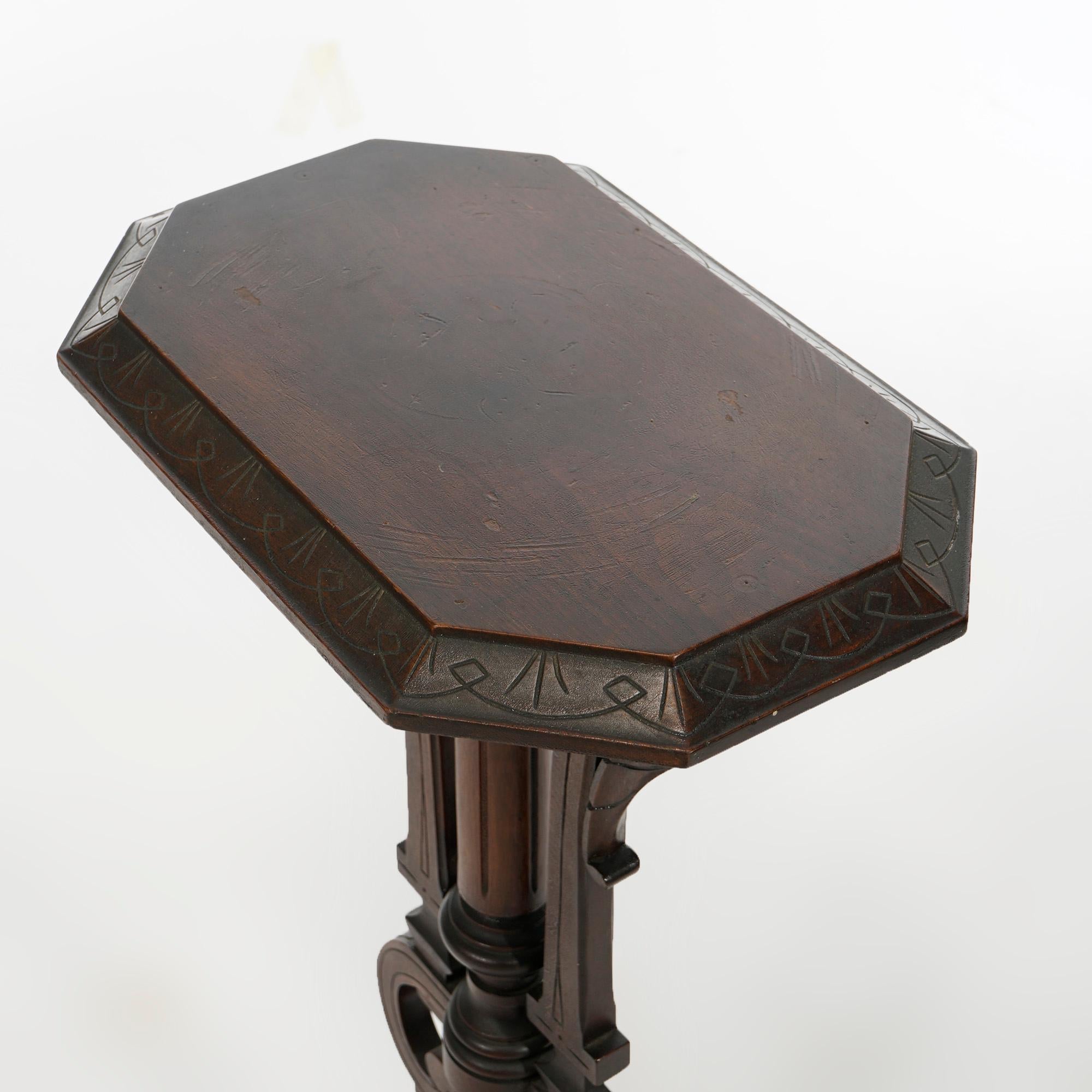 Antique Aesthetic Movement Carved Walnut Sculpture Display Pedestal Circa 1890 For Sale 6