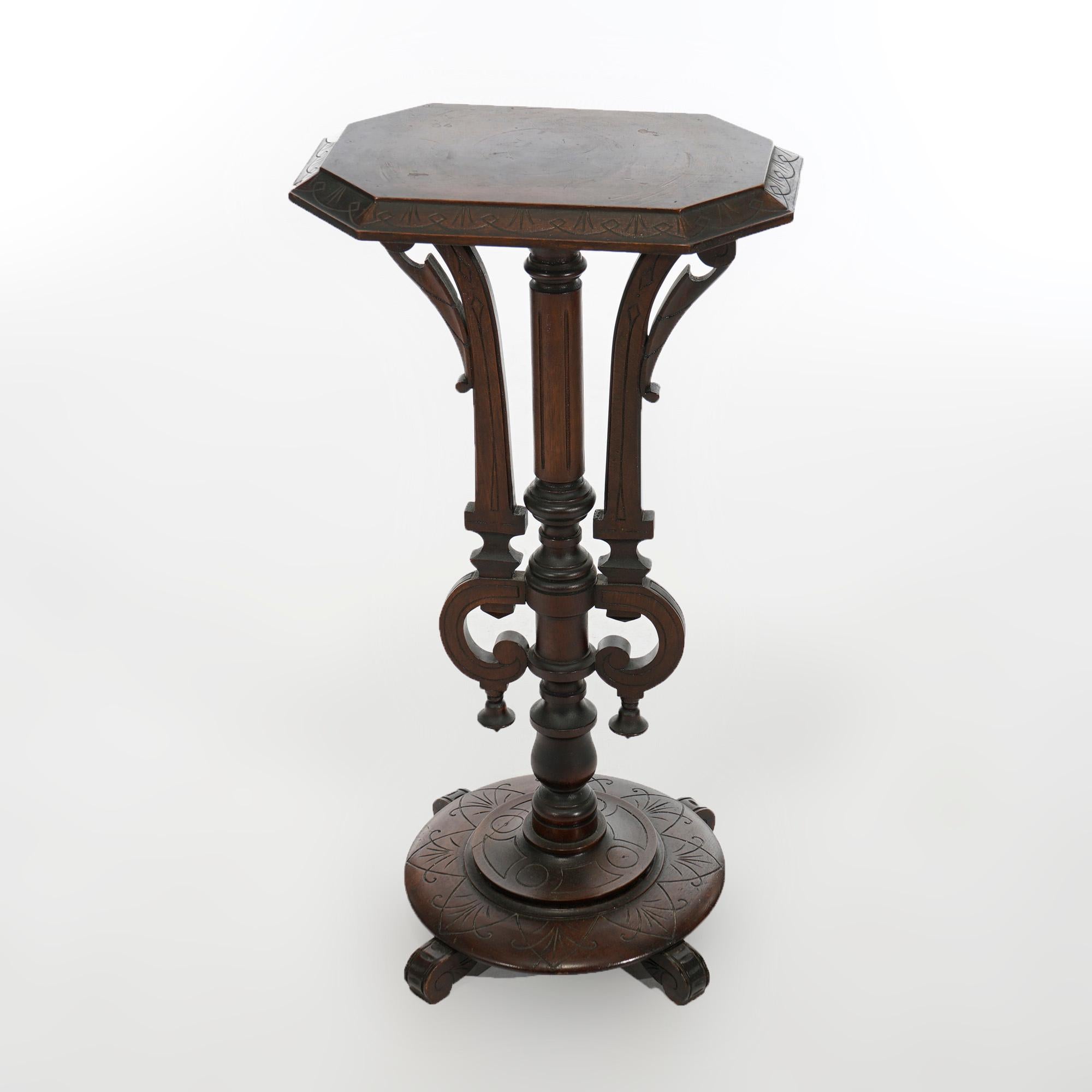 Antique Aesthetic Movement Carved Walnut Sculpture Display Pedestal Circa 1890 In Good Condition For Sale In Big Flats, NY