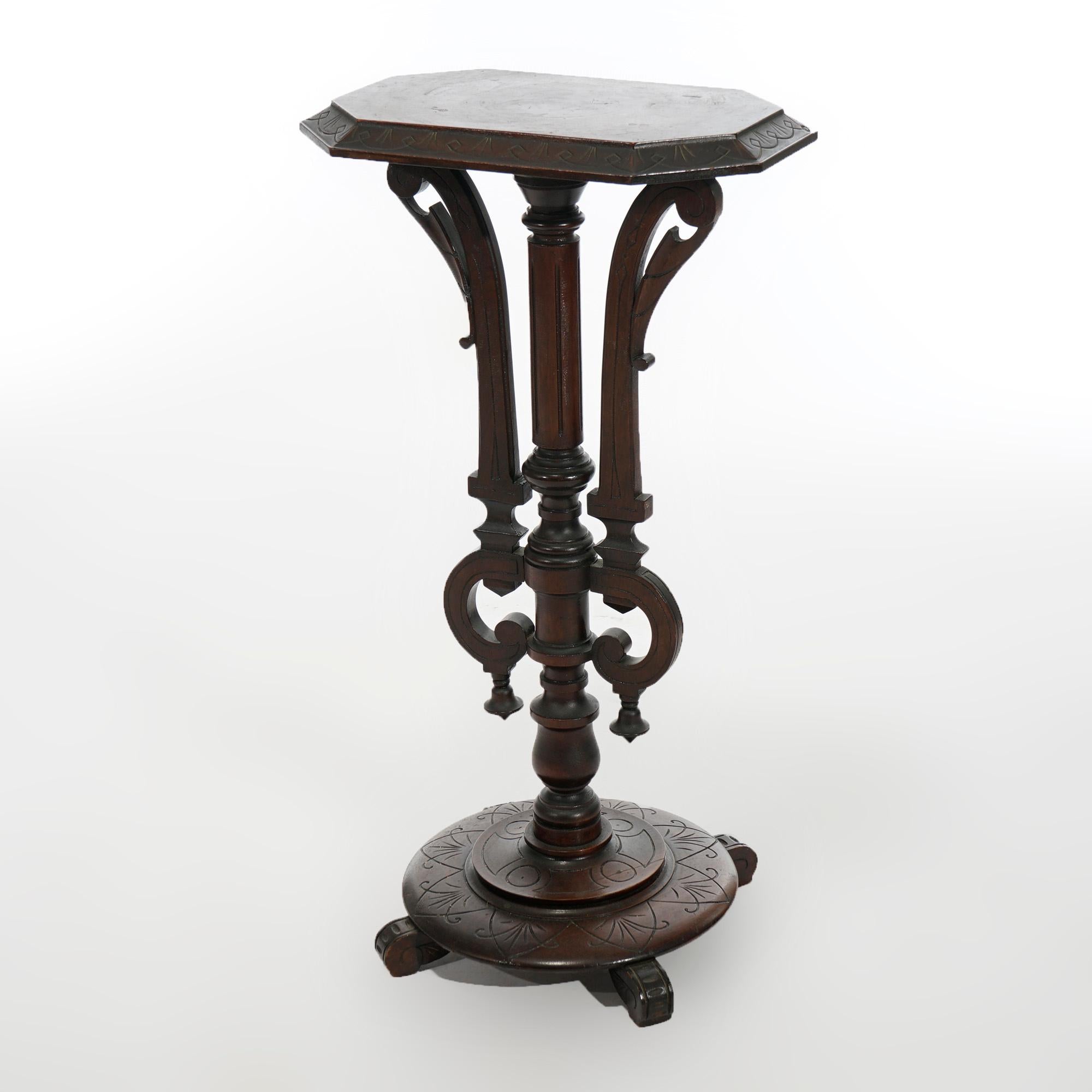 19th Century Antique Aesthetic Movement Carved Walnut Sculpture Display Pedestal Circa 1890 For Sale