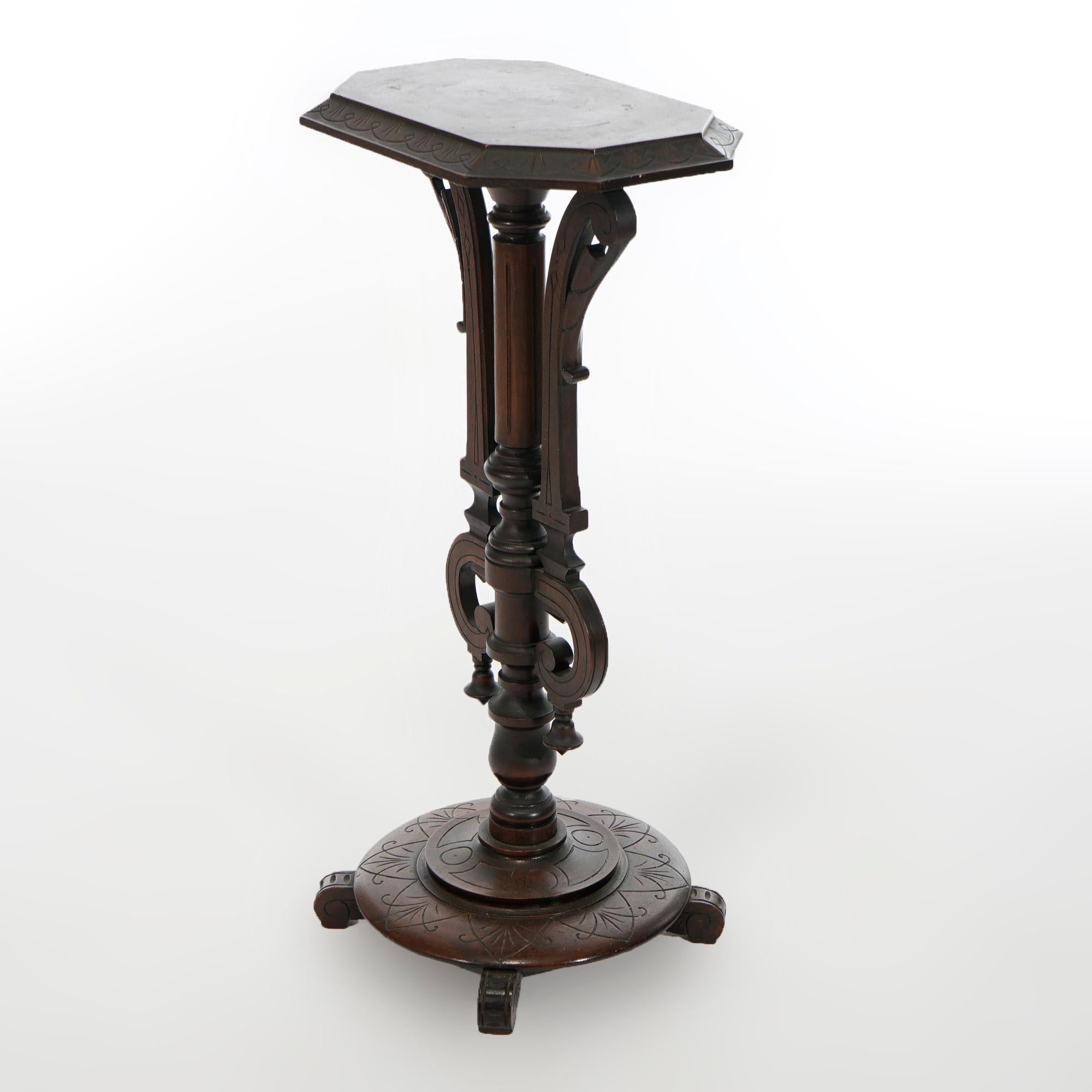 Antique Aesthetic Movement Carved Walnut Sculpture Display Pedestal Circa 1890 For Sale 1