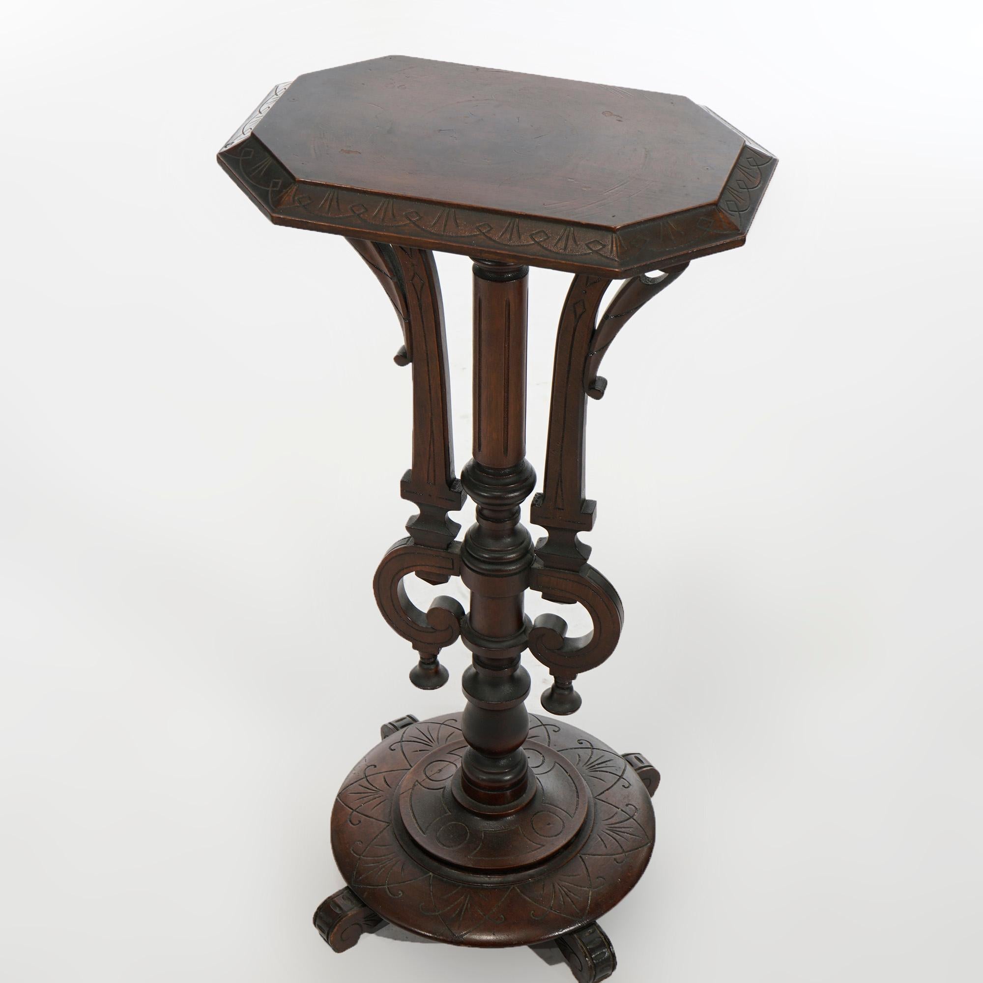 Antique Aesthetic Movement Carved Walnut Sculpture Display Pedestal Circa 1890 For Sale 2