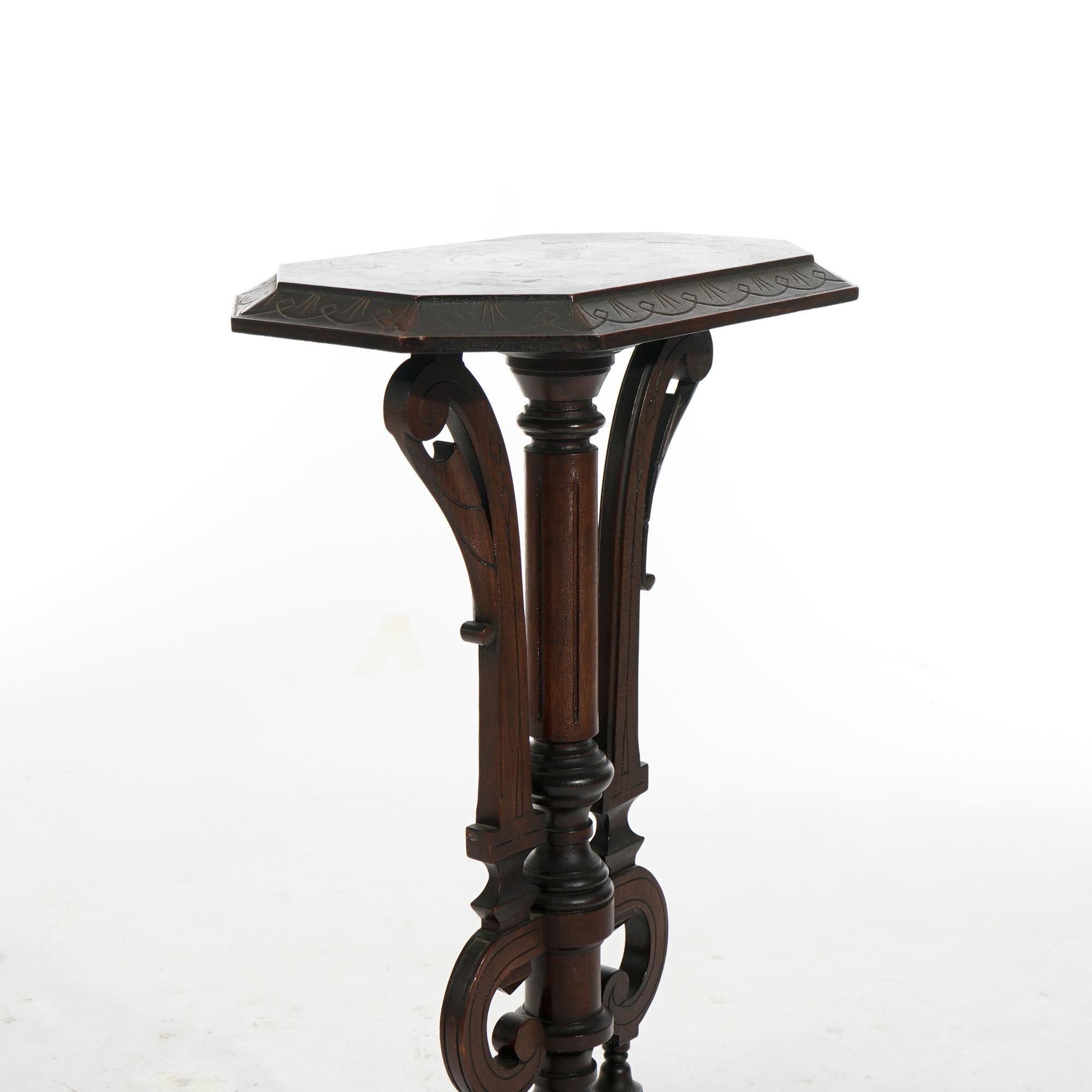 Antique Aesthetic Movement Carved Walnut Sculpture Display Pedestal Circa 1890 For Sale 3