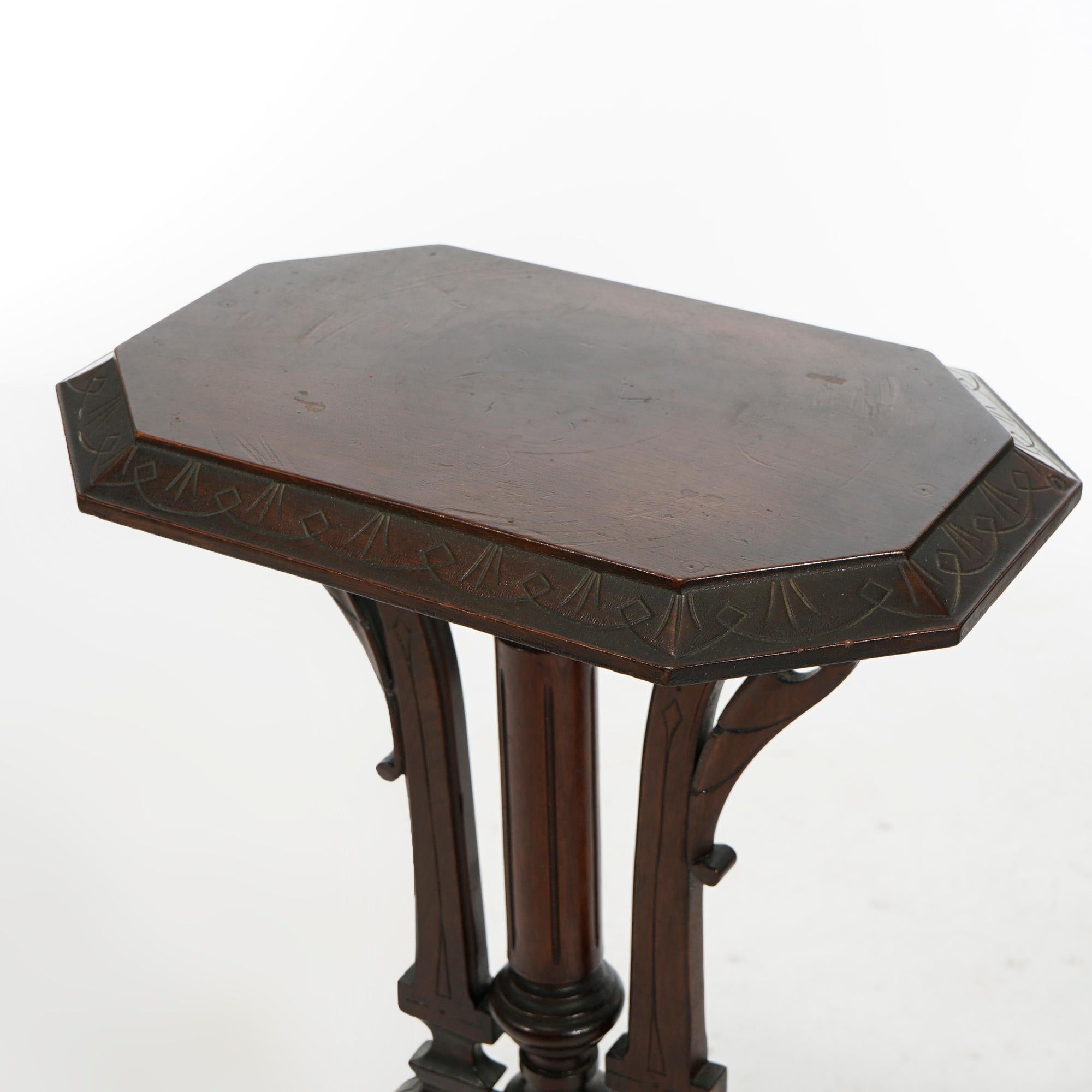 Antique Aesthetic Movement Carved Walnut Sculpture Display Pedestal Circa 1890 For Sale 4