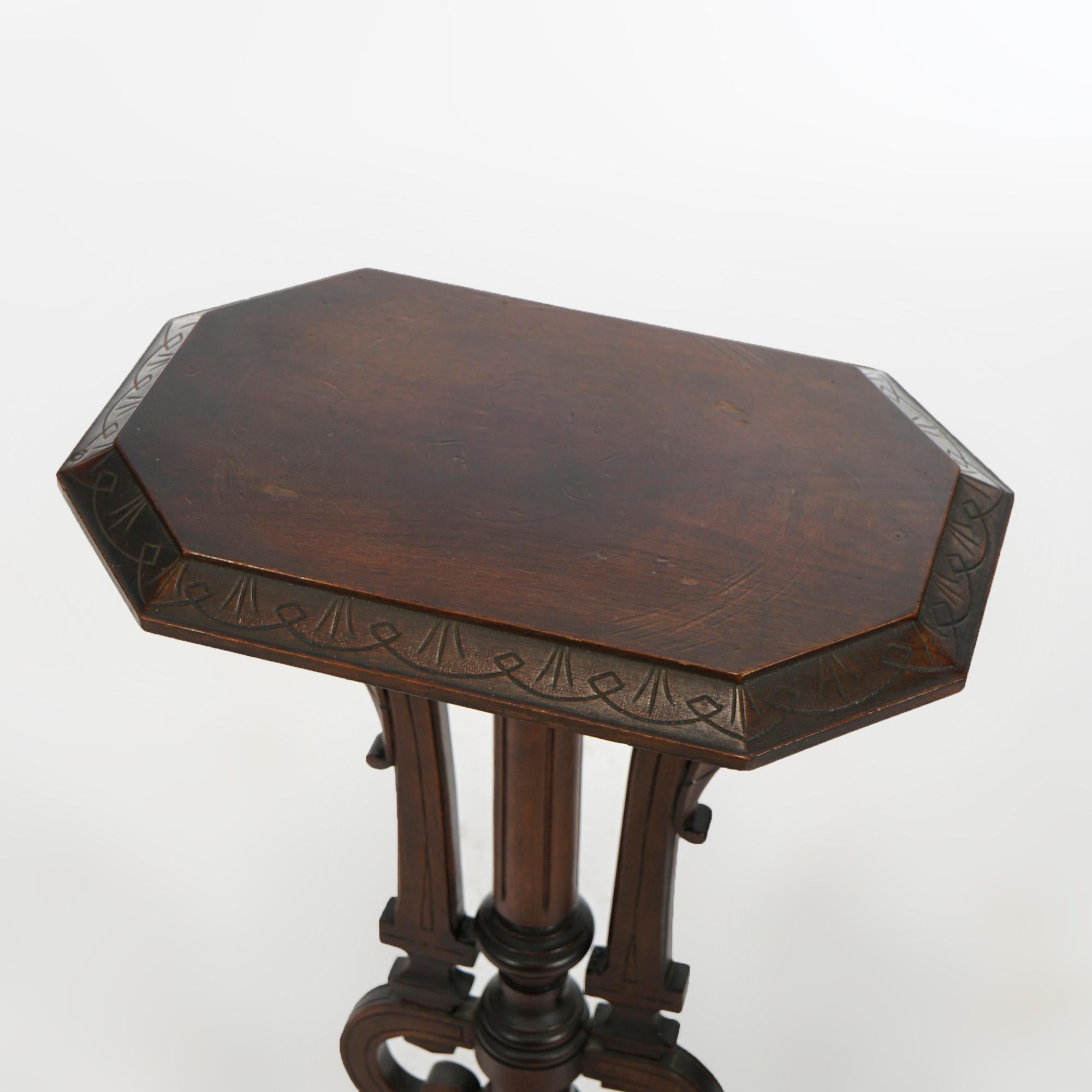 Antique Aesthetic Movement Carved Walnut Sculpture Display Pedestal Circa 1890 For Sale 5