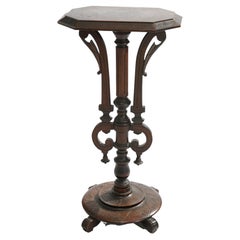 Used Aesthetic Movement Carved Walnut Sculpture Display Pedestal Circa 1890