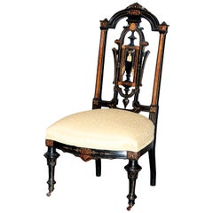 Antique Aesthetic Movement Ebonized, Gilt and Burl Side Chair, 19th Century