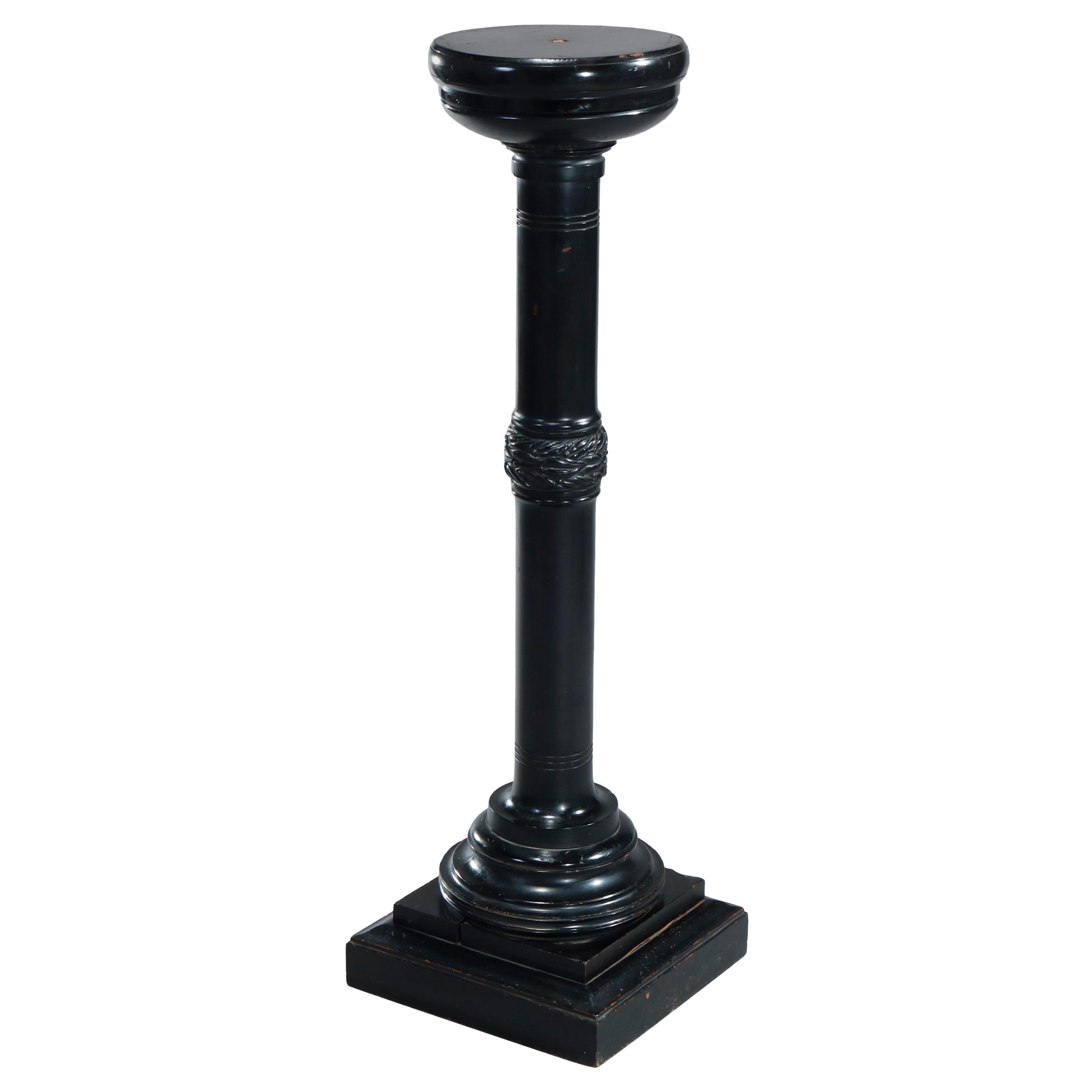 Antique Aesthetic Movement Ebonized Wood Sculpture Display Pedestal, Circa 1870 For Sale