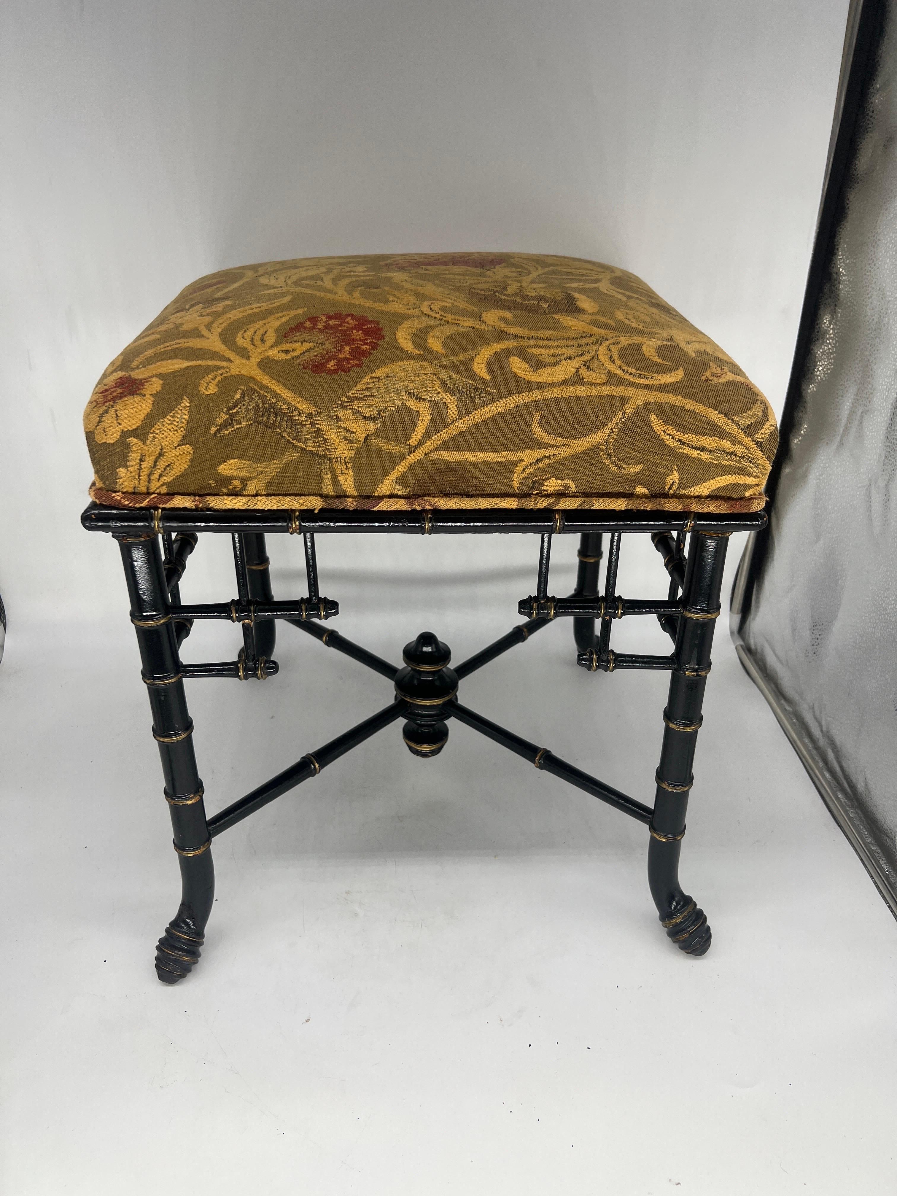 Exquisite Antique Aesthetic Movement Faux Bamboo Ottoman ATTR: Herter Brothers

*Please View Other Listings - Matching Side Chair and Piano Stool*

Presenting an exceptional piece of 19th-century design, this Antique Aesthetic Movement Faux Bamboo