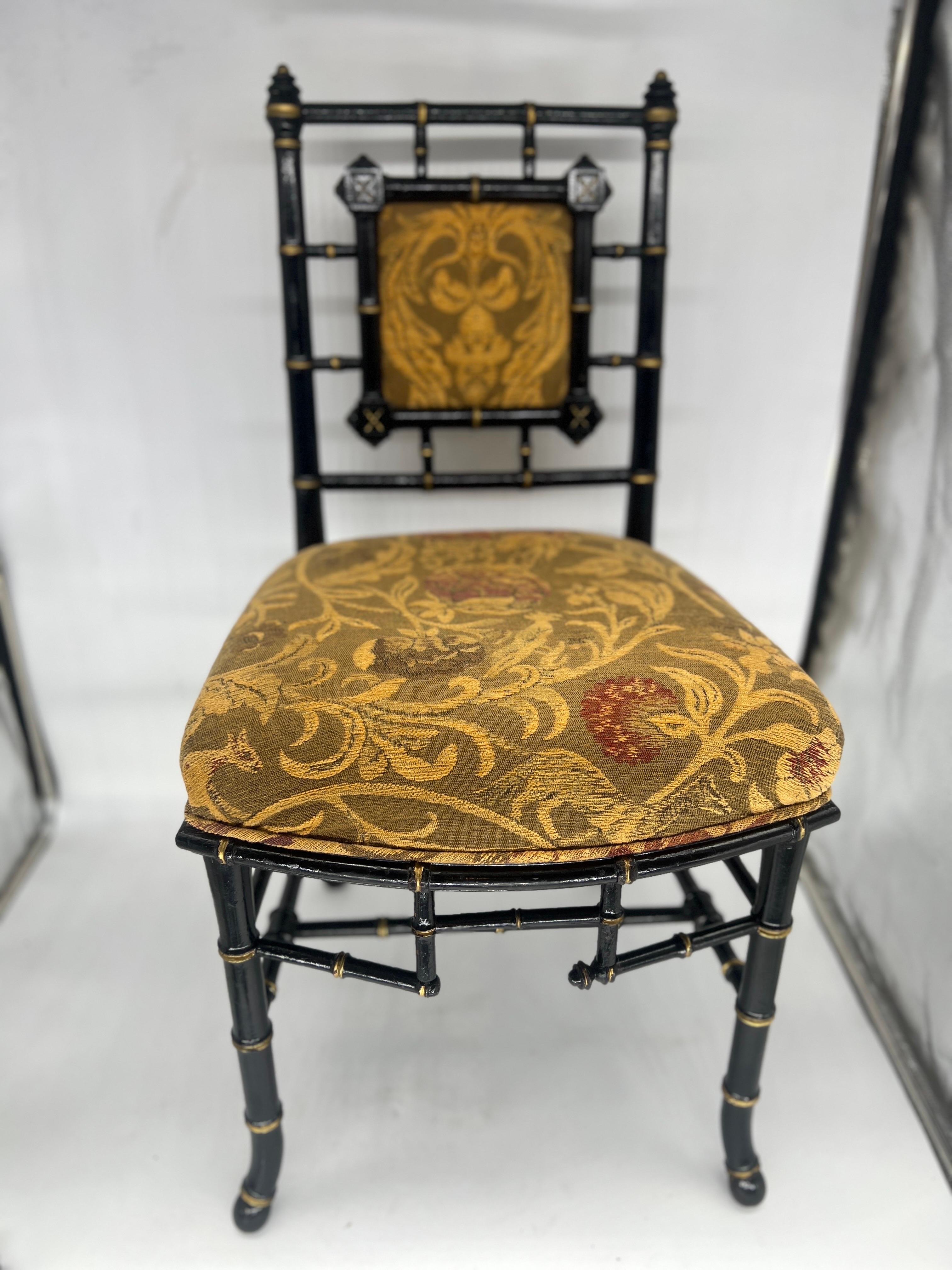 Exquisite Antique Aesthetic Movement Faux Bamboo Side Chair, ATTR: Herter Brothers

*Please View Other Listings - Matching Ottoman and Piano Stool*

Presenting an exceptional piece of 19th-century design, this Antique Aesthetic Movement Faux Bamboo