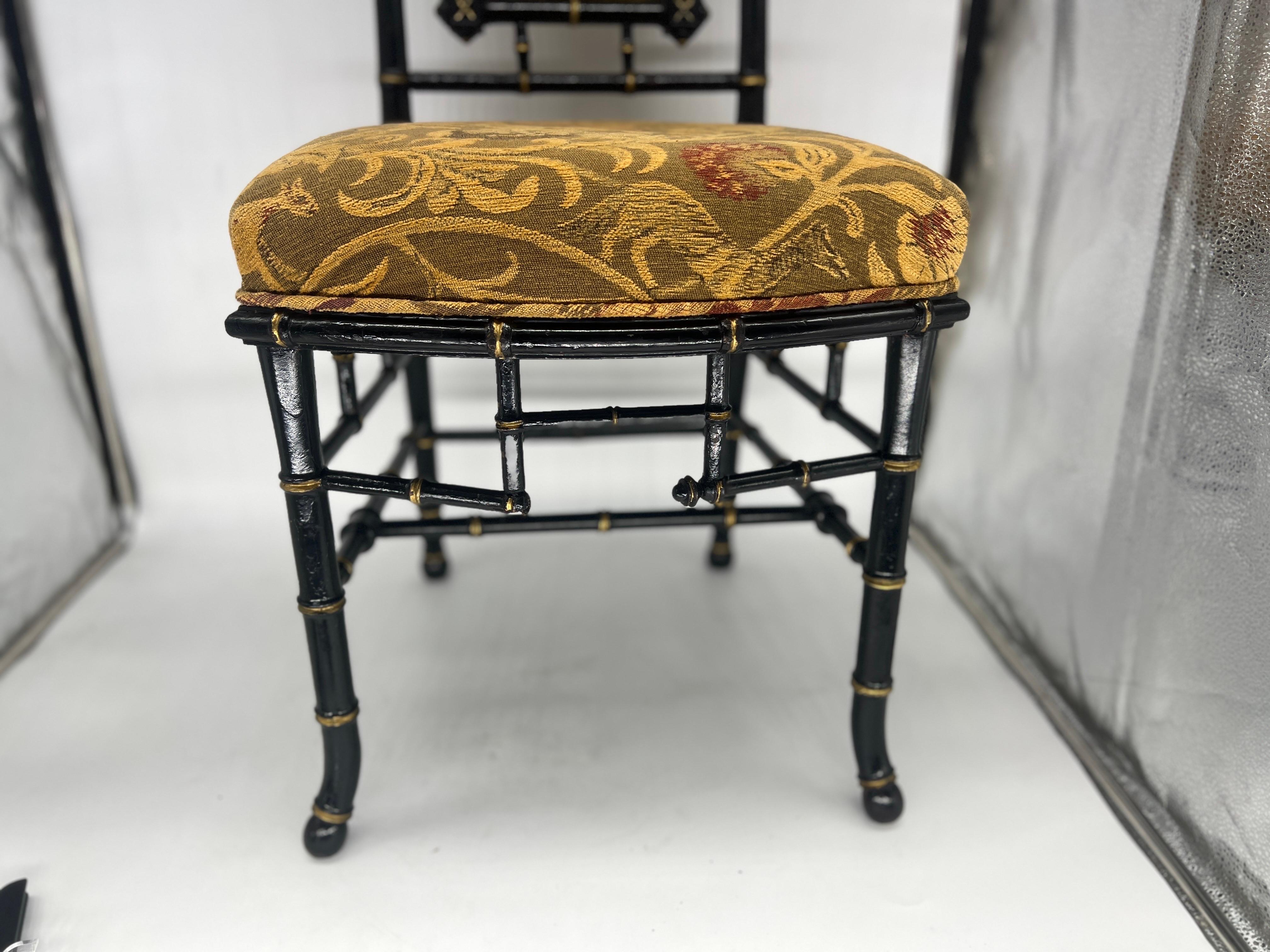 20th Century Antique Aesthetic Movement Faux Bamboo Side Chair, Attr: Herter Brothers For Sale
