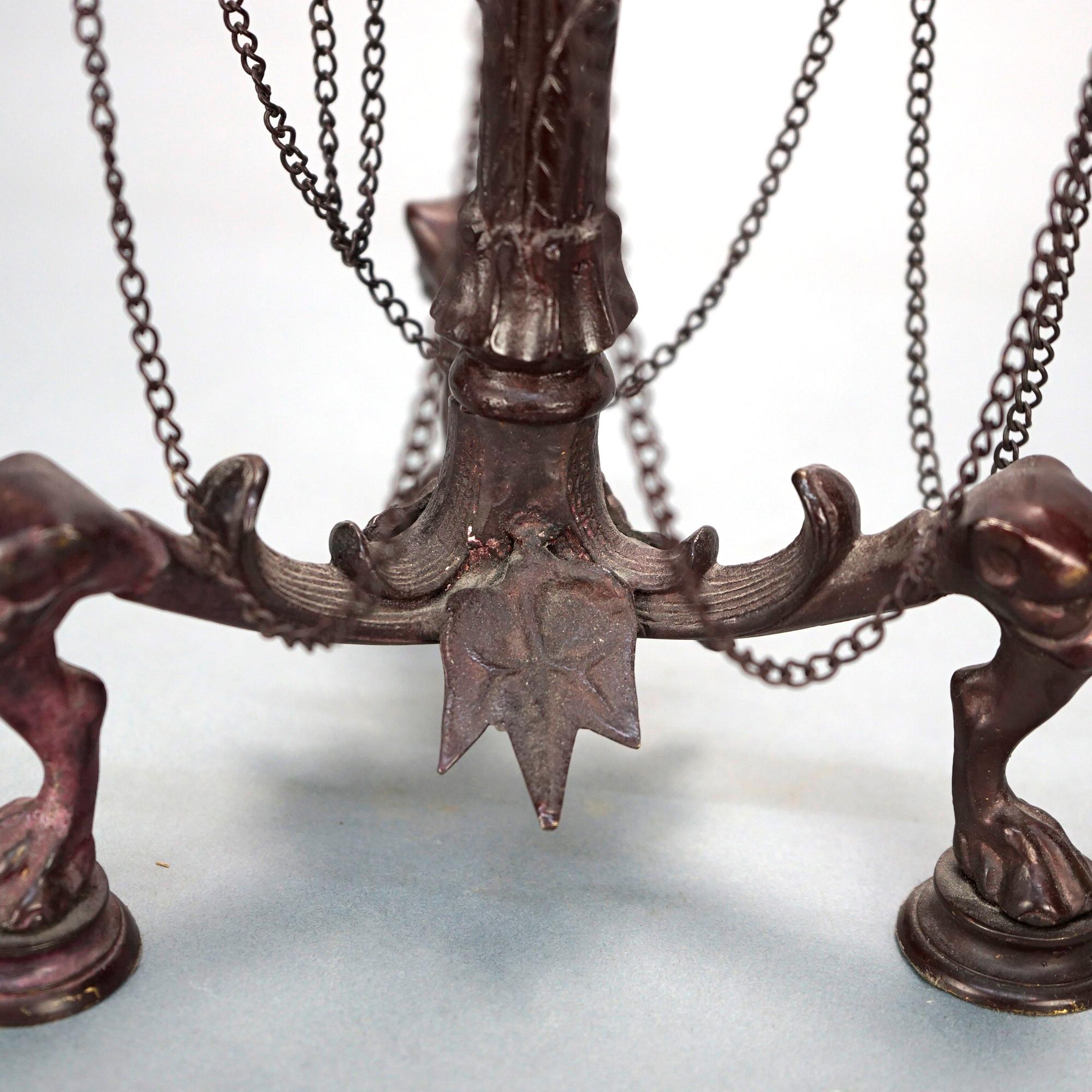 Antique Aesthetic Movement Figural Bronze Heron & Lion Mask Candelabra 19th C For Sale 3