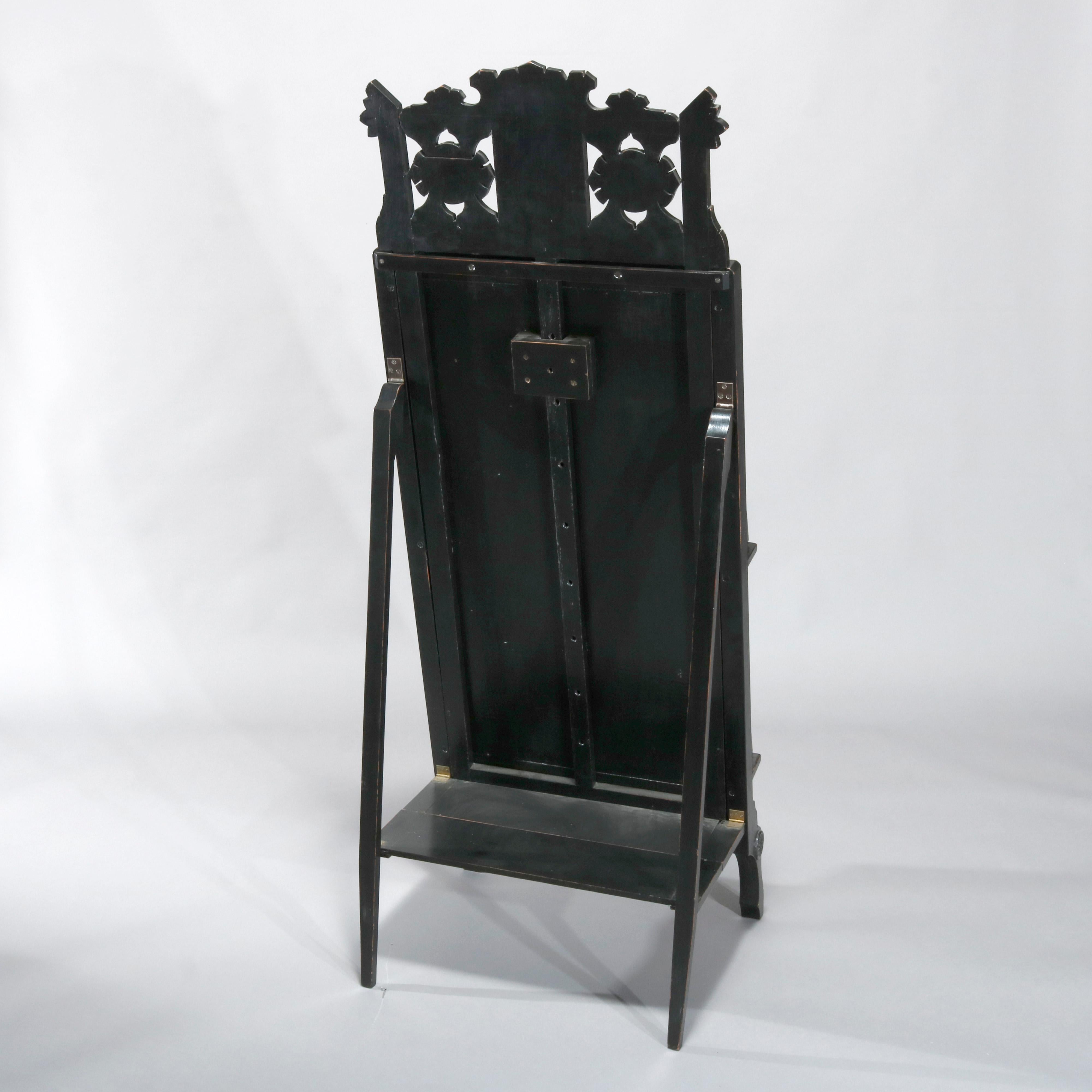 Antique Aesthetic Movement Figural Ebonized Carved Easel Portfolio Stand, c1870 8